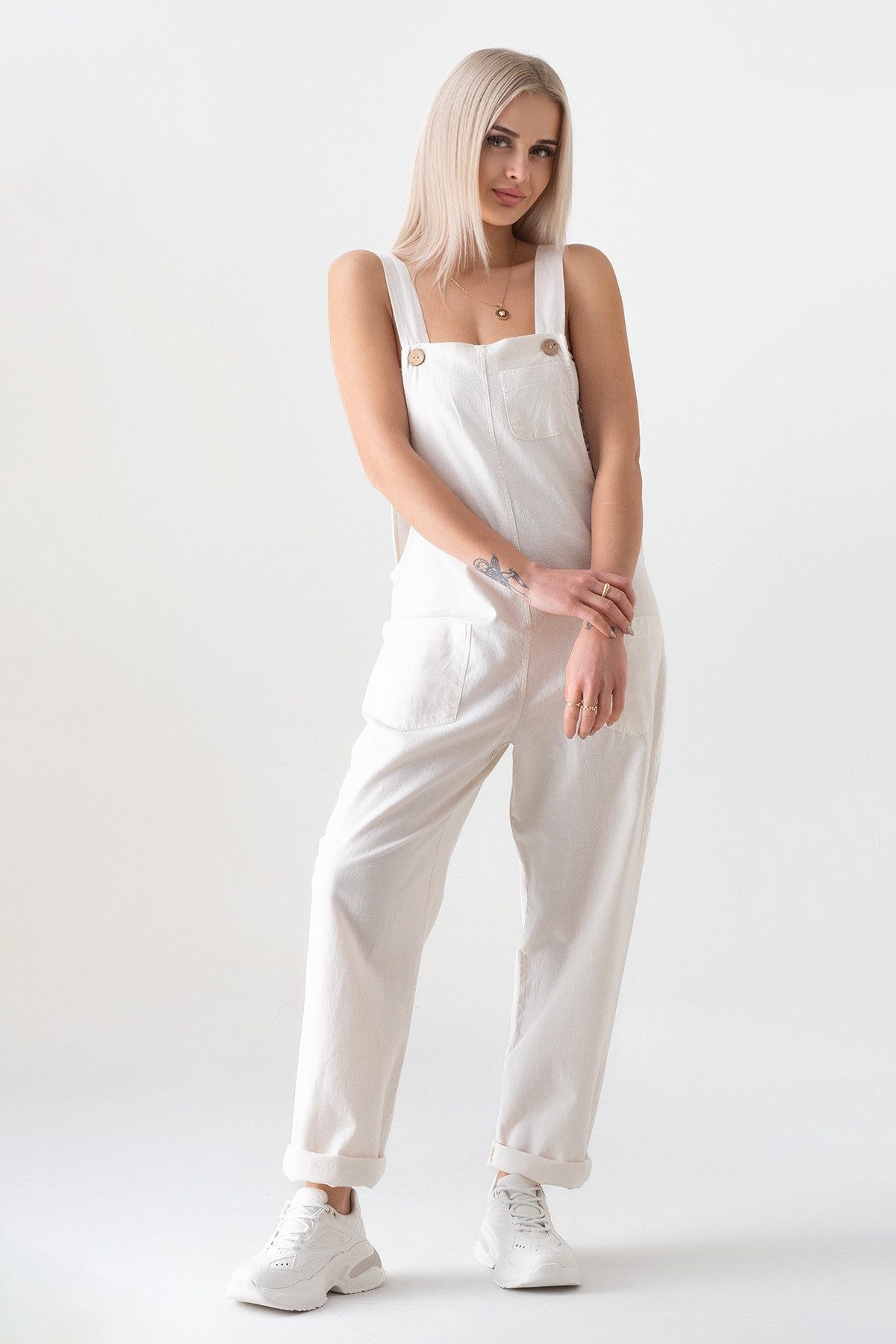 WENOR Latzhose Leinen Jumpsuit mit Taschen, verstellbar, Overall Look, Gr. günstig online kaufen