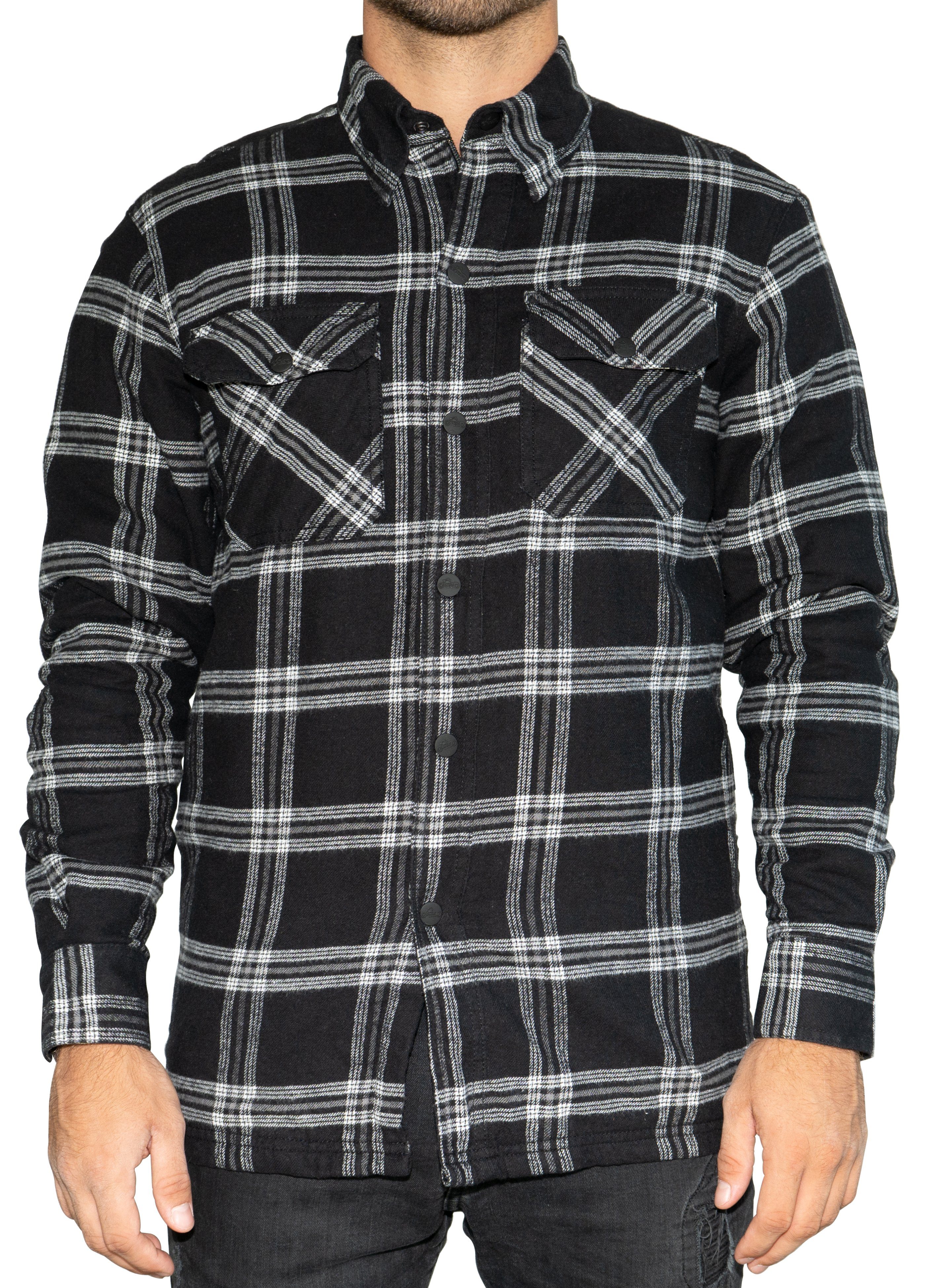 BRUBAKER Protektorenhemd Motorradhemd mit Schutzfutter aus Aramid - Protektorentaschen (Sicherheitshemd für Motorradfahrer, 1-tlg., Schottenkaro, in Holzfäller Optik), Motorrad Biker Flanell Hemd Tartan