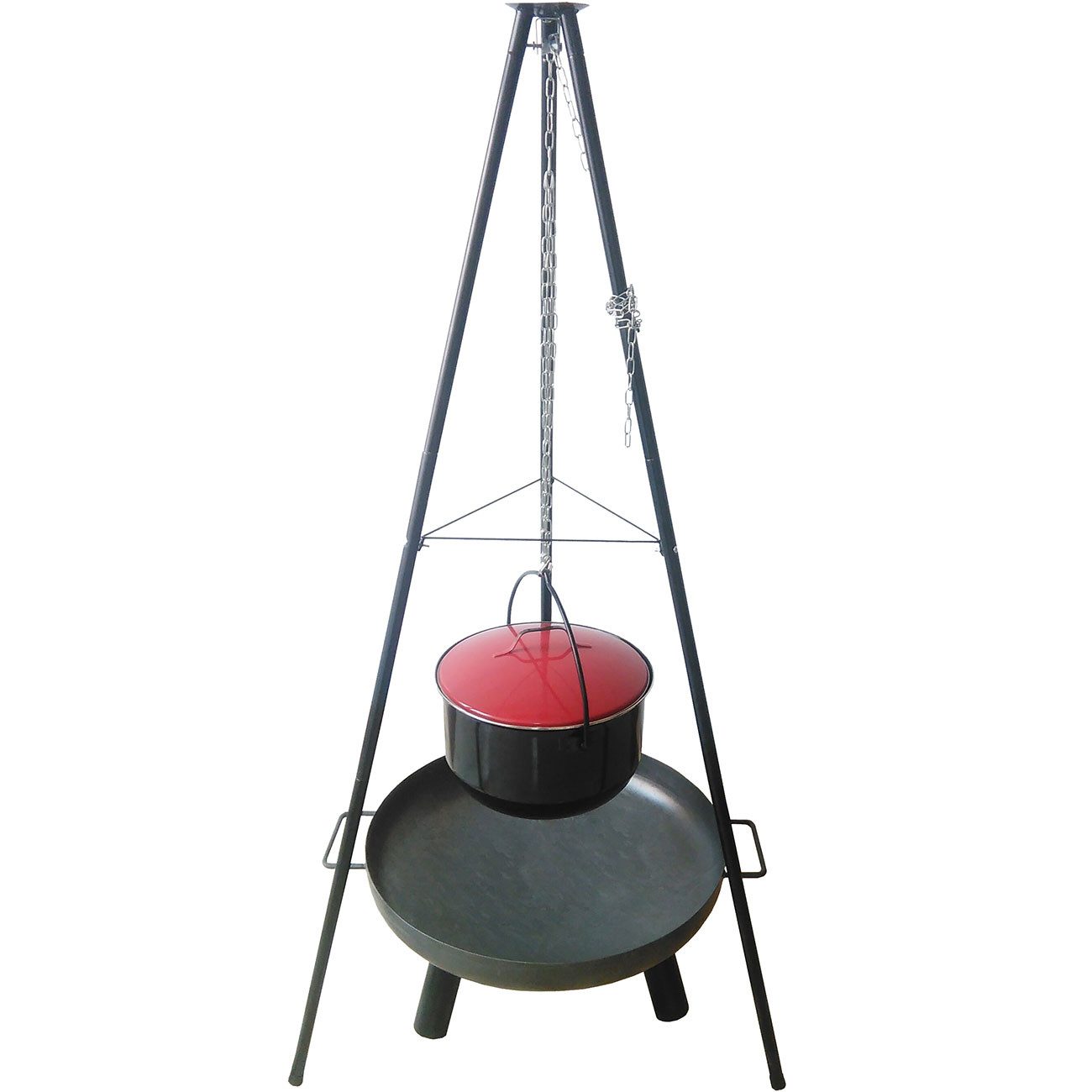 Westerholt Schwenkgrill Multifunktionsgrill 4in1 Dreibein Feuerschale Flammlachs Kessel Grill, Feuerschale Ø60 cm, Grillrost Ø55 cm, Dreibein 180 cm, Kessel 15  – Bild 5 von 5