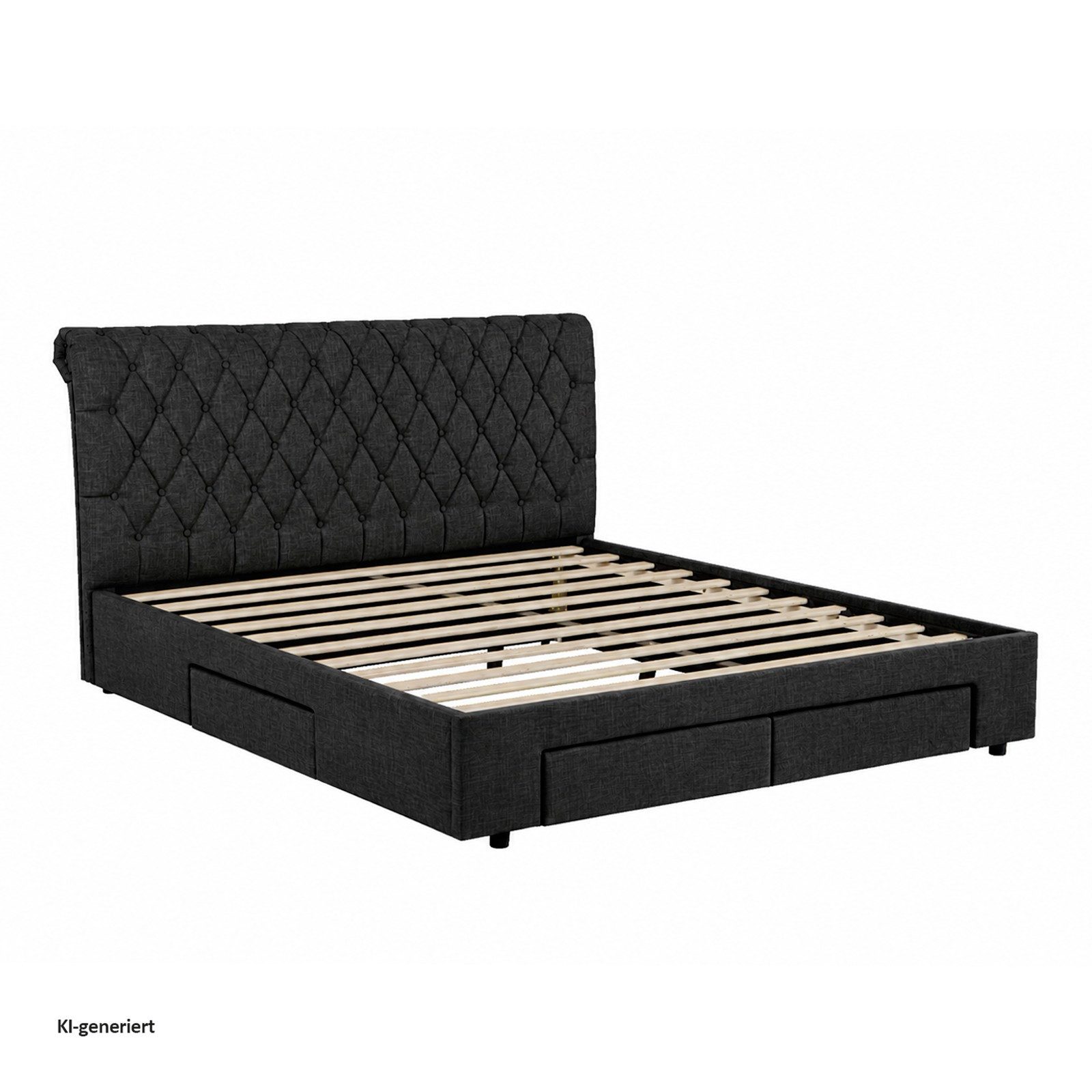 HTI-Living Polsterbett Claire 180 x 200 cm Anthrazit Doppelbett (Set, 1-tlg., 1 Bettgestell inkl. Rollrost und 4 Schubkästen), Doppelbett mit Stauraum, inkl. 4  – Bild 4 von 5