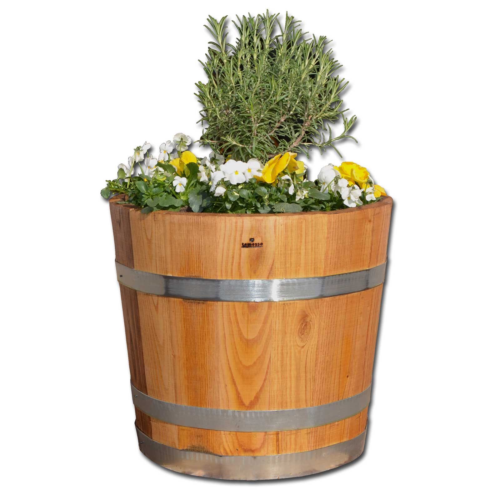 Temesso Pflanzkübel Kübel GEÖLT, Pflanzkübel aus Kastanienholz, 30 bis 60 cm Durchmesser