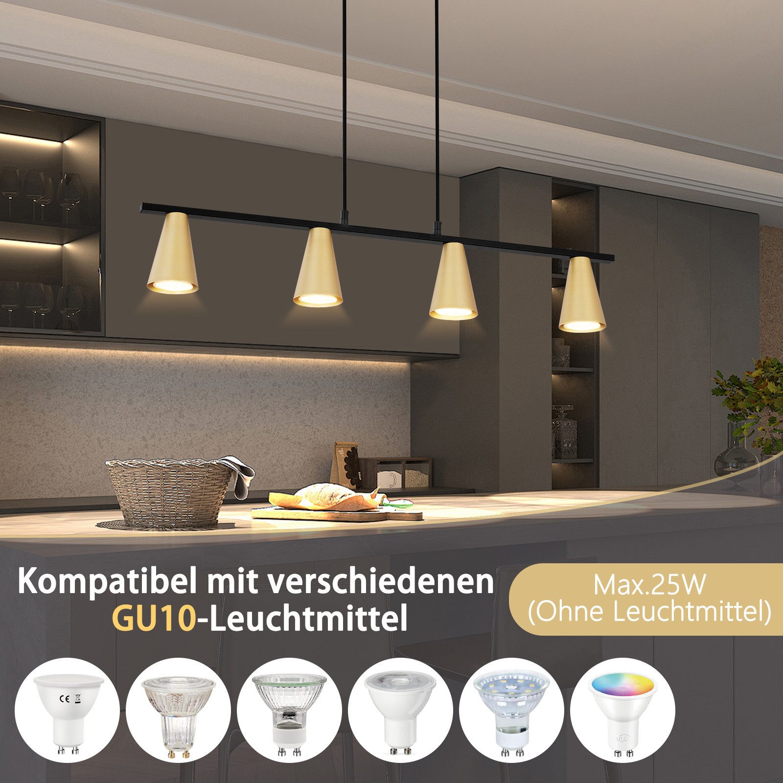 ZMH Pendelleuchte Esszimmer 4/6 Flammig GU10 günstig online kaufen