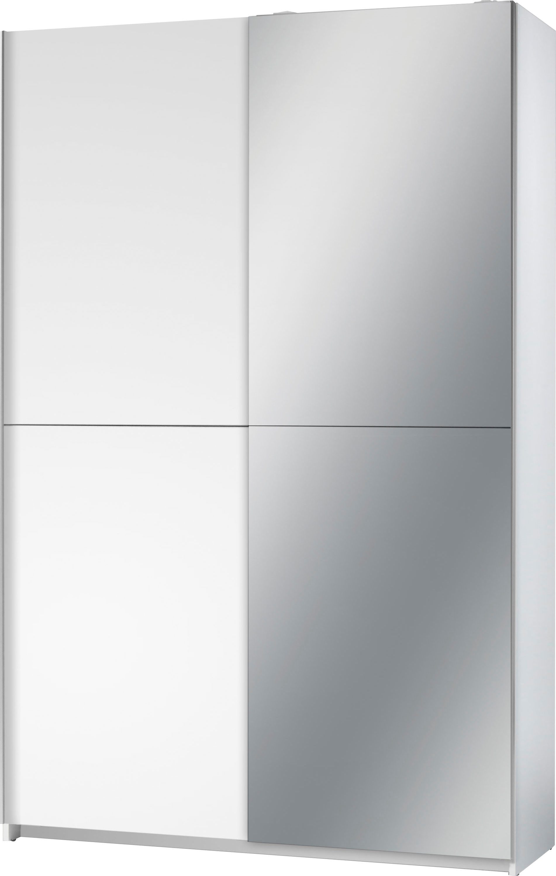 Schlafkontor Schwebetürenschrank Heimo/Fast Schrank Kleiderschrank Garderobe geringe Tiefe, ausziehbarer Kleiderstange, Garderobenschrank, 6 Böden