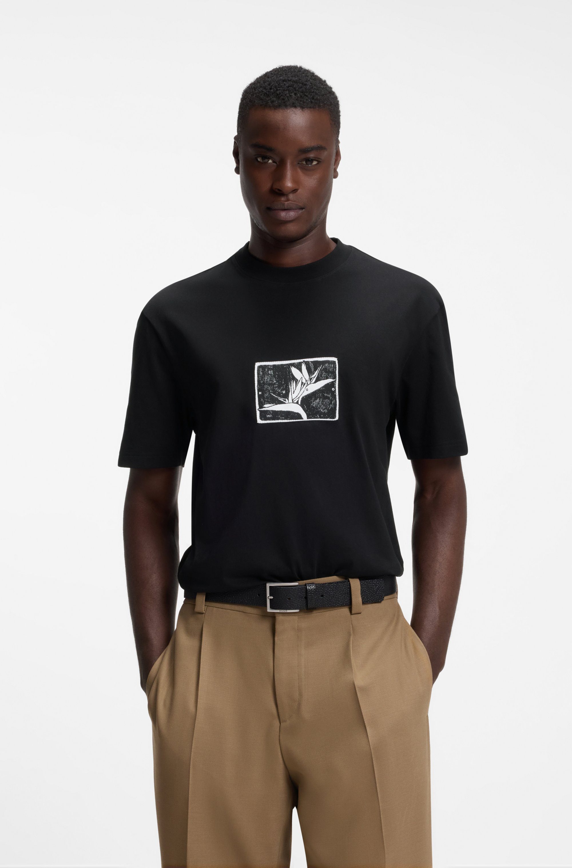 HUGO T-Shirt Darise Reine Baumwolle, Relaxed Fit, HUGO-Print