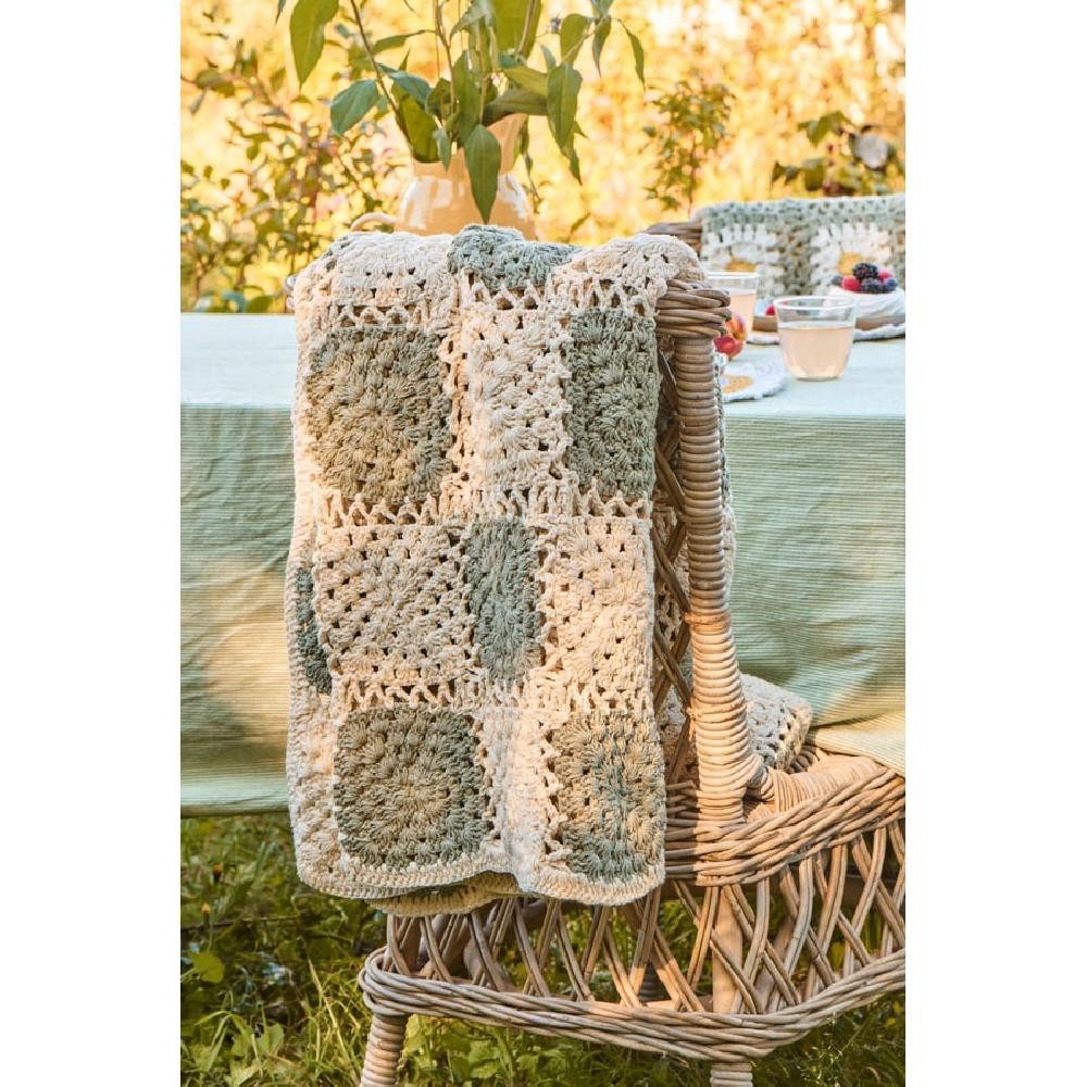 Wohndecke Ib Laursen Tagesdecke Plaid gehäkelt mit Karomuster (130x170cm), Ib Laursen