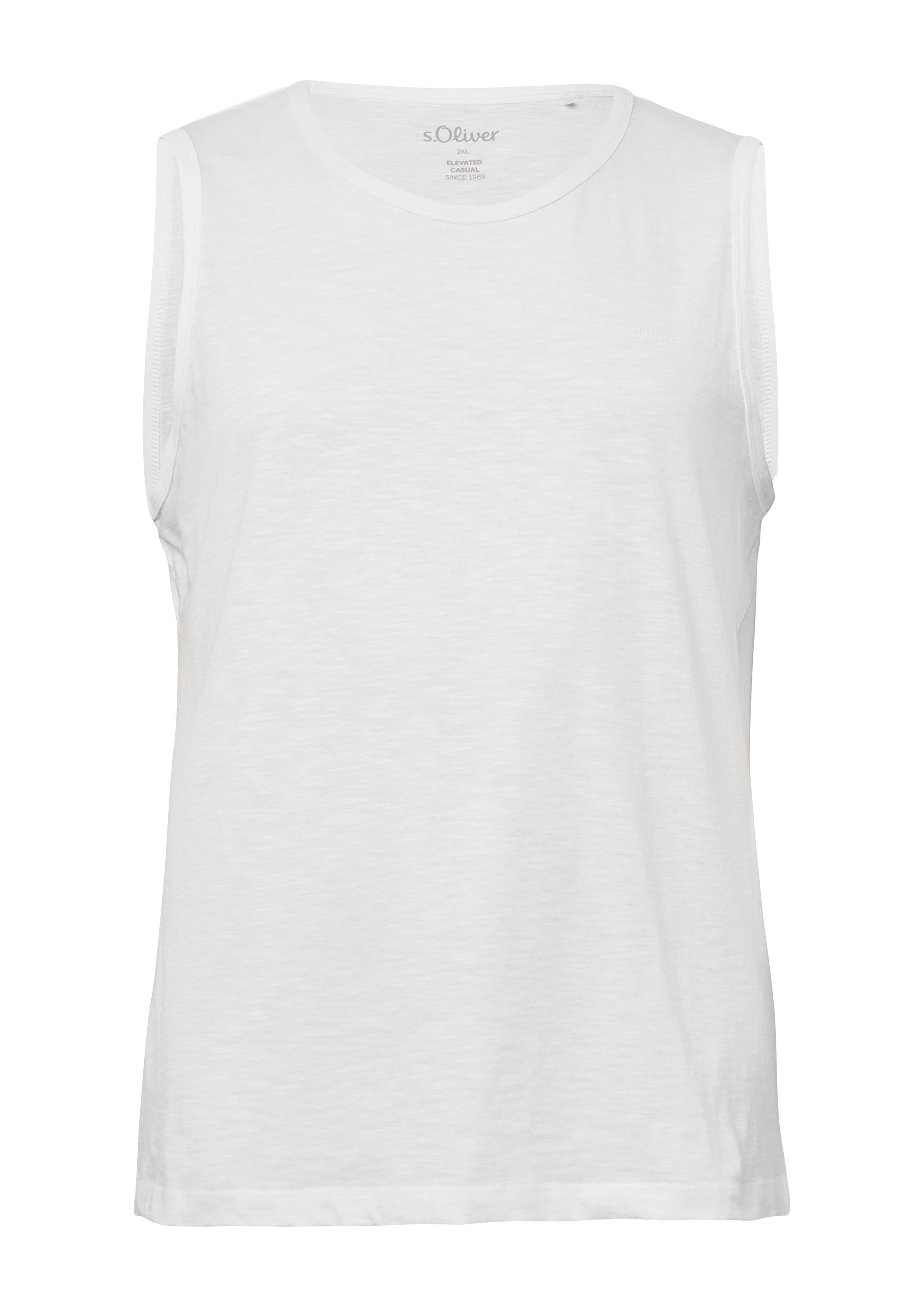 s.Oliver Muskelshirt T-Shirt Tanktop mit Flammgarnstruktur und Logo günstig online kaufen