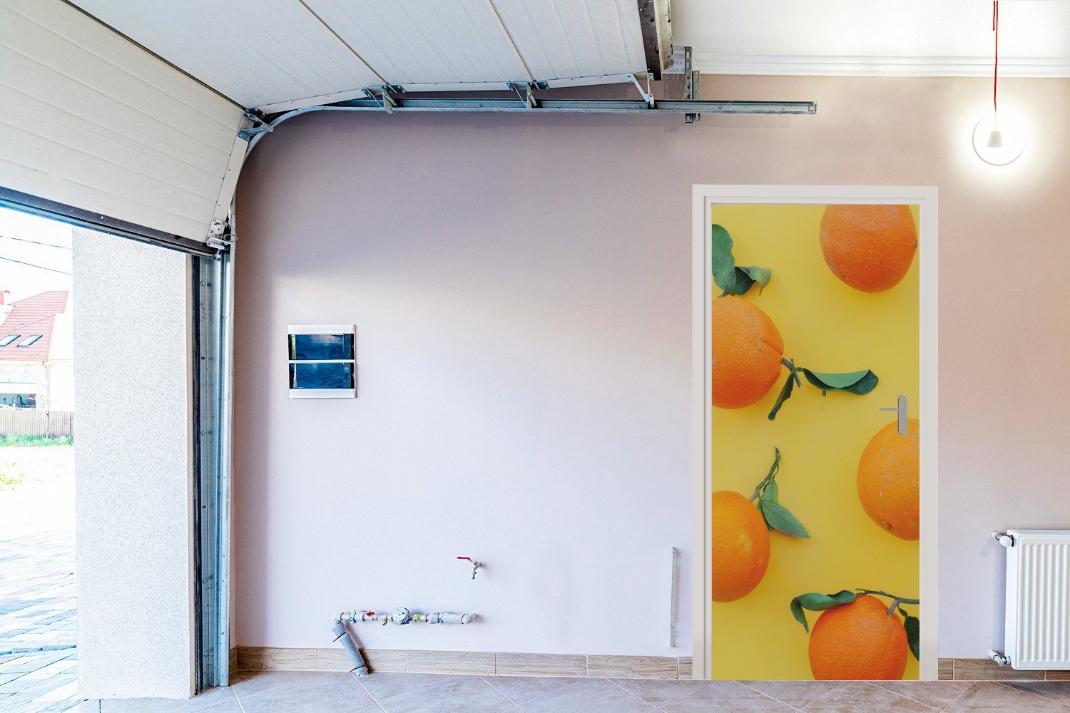 bedruckt, Orange (1 - Türaufkleber, für Türtapete St), MuchoWow Tür, Gelb, Zitrone - 75x205 cm Matt, Fototapete