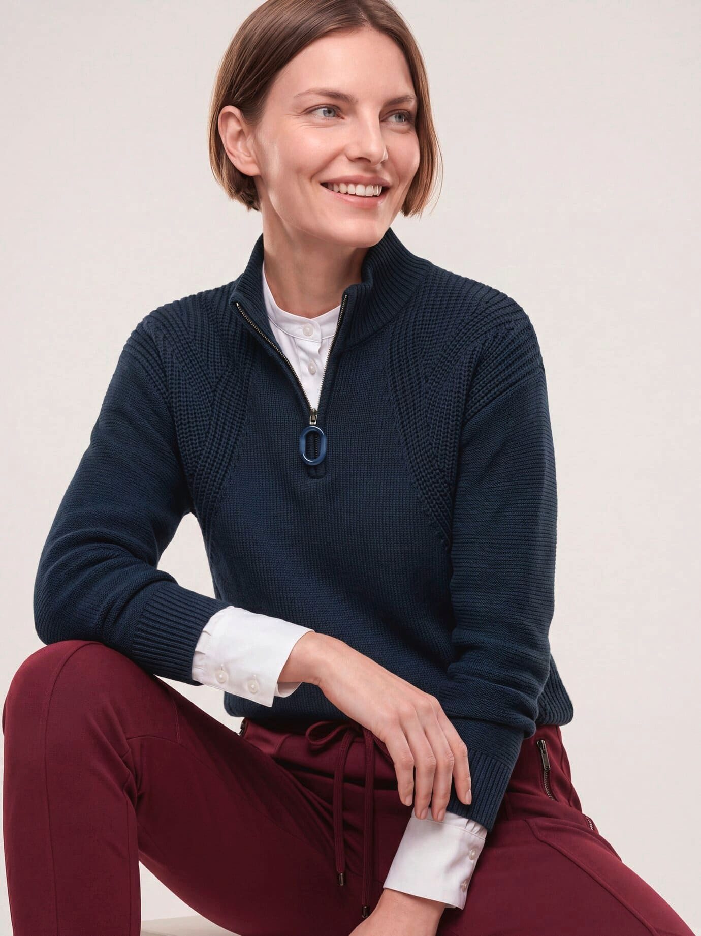 Walbusch Troyer Damen Pullover mit Troyerkragen Troyer-Kragen, modern, wärmend