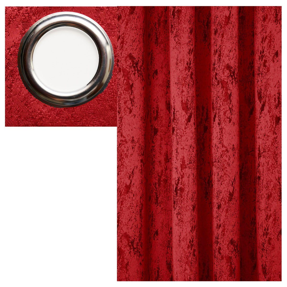 Gardine MELIERT Vorhang ÖSEN Blickdicht marmoriert Gardine einfarbig, Brilliant, Ösen (1 St), blickdicht, Jaquard, glänzend Rot