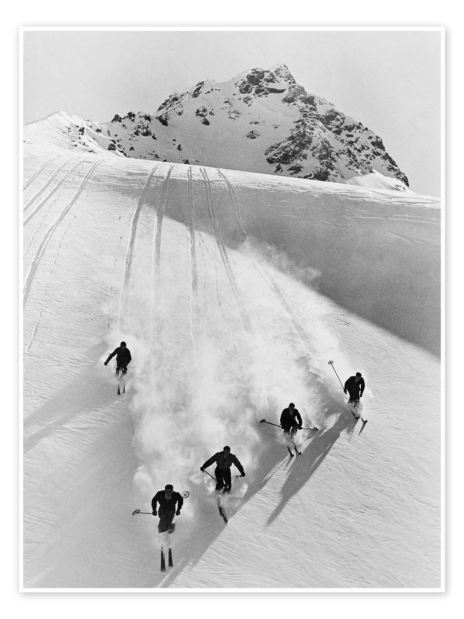 Posterlounge Wandbild Abfahrtslauf in den Schweizer Alpen, Vintage Ski Collection, erhältlich als Poster, Leinwandbild, Wandsticker oder Acrylglasbild