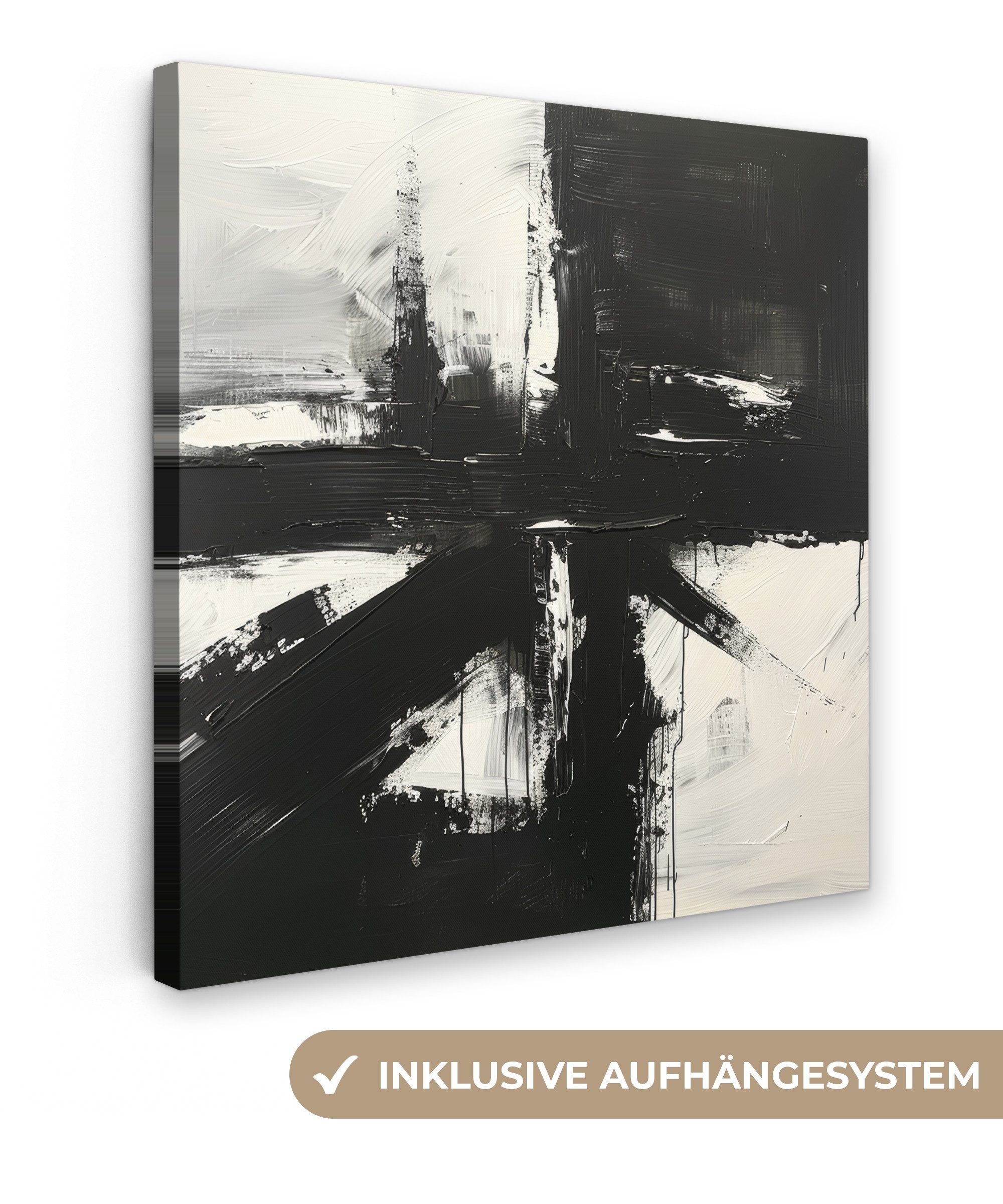 OneMillionCanvasses® Leinwandbild Modern - Schwarz und weiß - Abstrakt - Kunst, Fotodruck (1 St), Wandbild, Deko Schlafzimmer Wohnzimmer Flur 20x20 cm