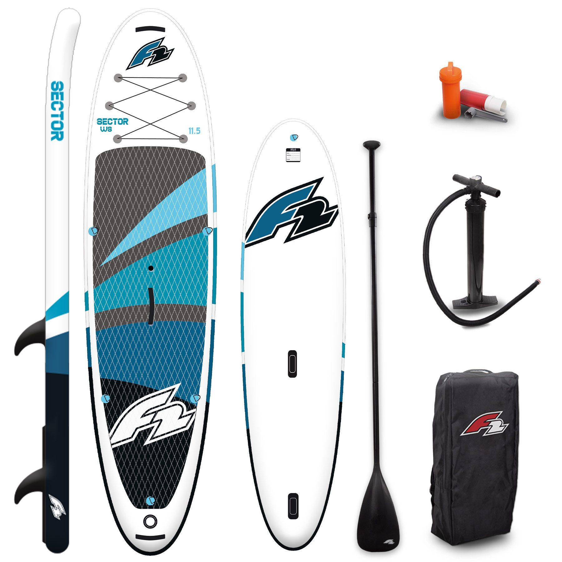 SUP-Board F2 Stand up Paddle Board SECTOR WS Windsurf SUP 11,5 Blau 2024/2025