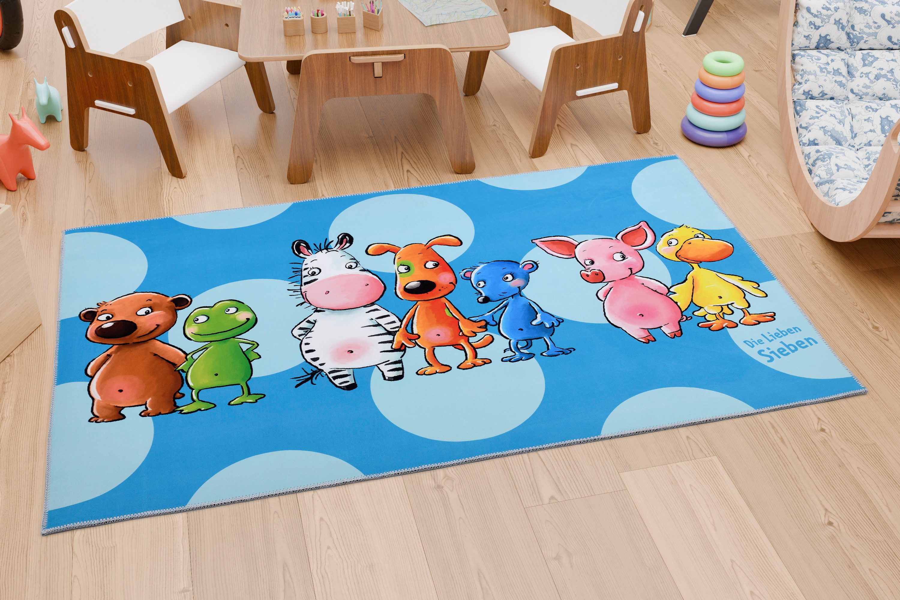 Die Lieben Sieben Kinderteppich Die Lieben Sieben blau 100x160, rechteckig, Höhe: 6 mm