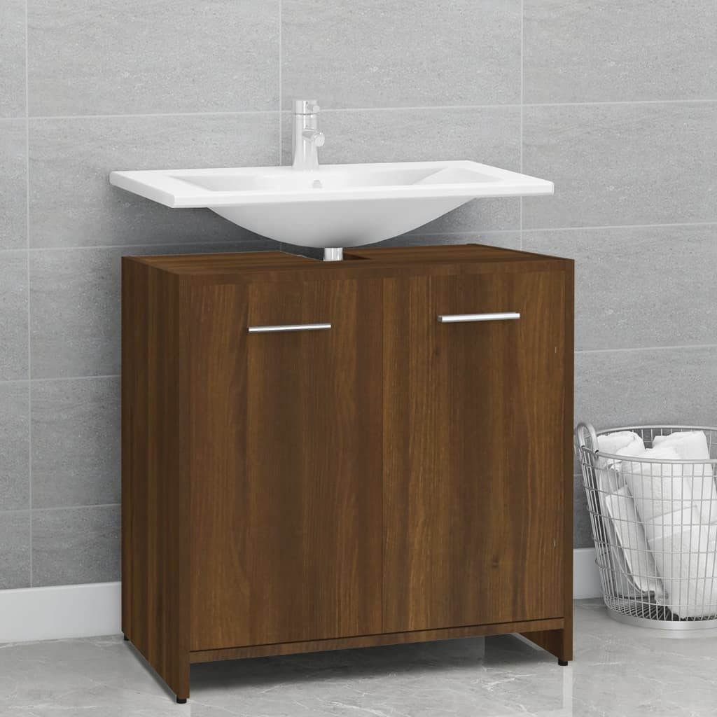 Thumbnail - vidaXL Waschtisch Badezimmerschrank Braun Eichen-Optik 60x33x60 cm Spanplatte