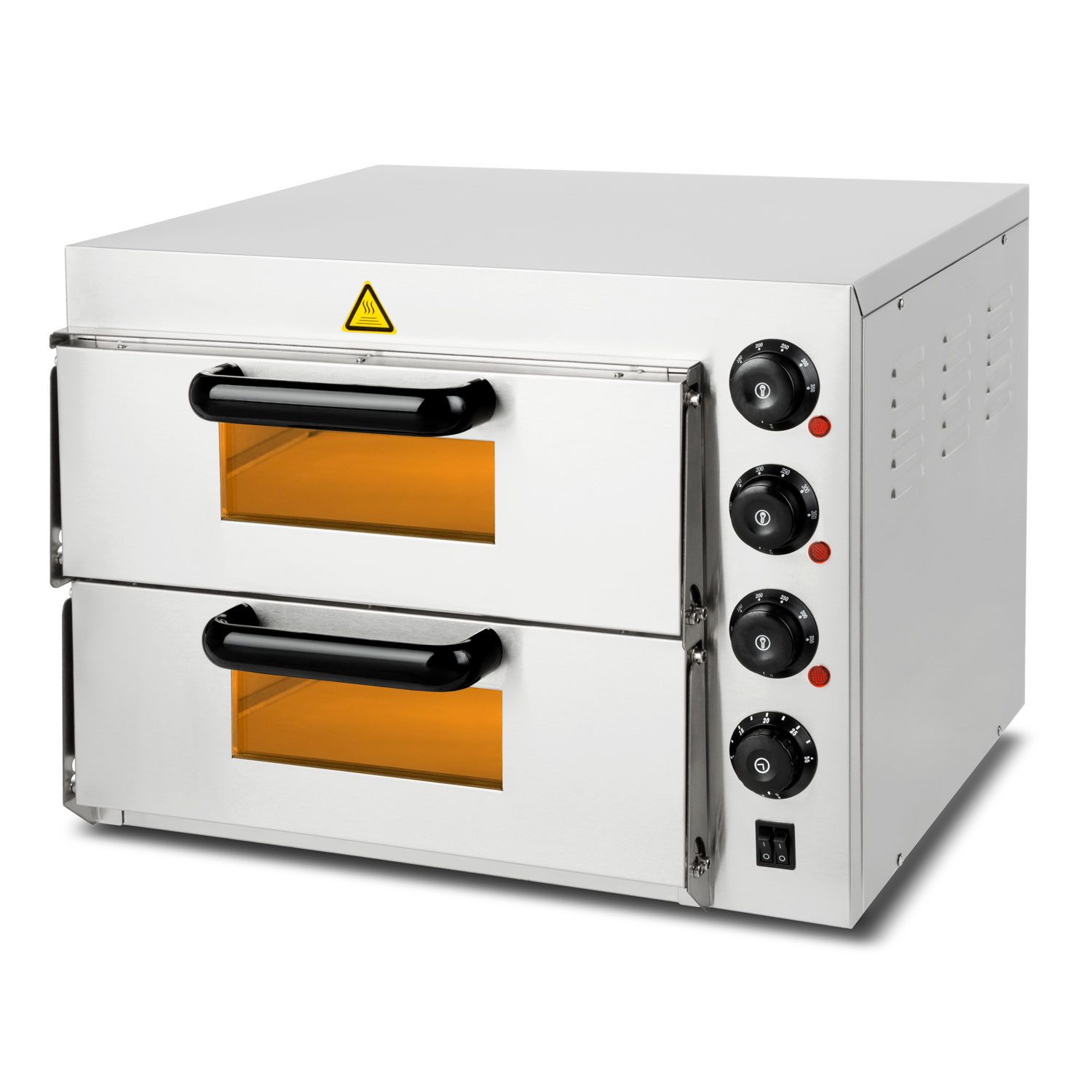 vertes Pizzaofen Gastro Pizzaofen mit Doppelkammer, feuerfestem Stein, 3000W, professioneller Steinofen mit Edelstahlgehäuse, bis 350°C doppelt
