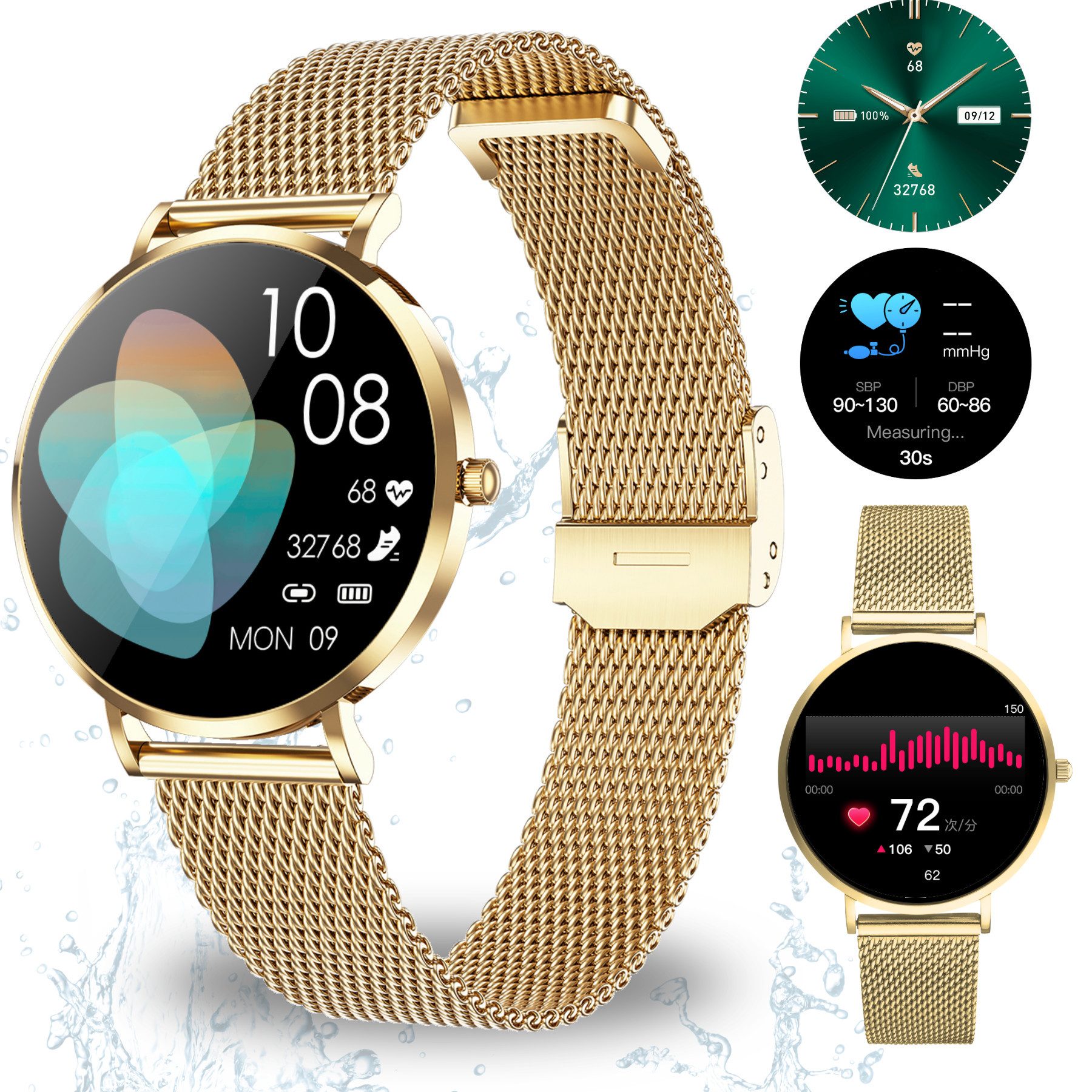 XCOAST SIONA 2 NANO - ultra kleine Damen Smartwatch (3,7 cm/1,19 Zoll, iOS und Android) Filigran, Frauen Armbanduhr, Fitnesstracker, 1-tlg., Fitness Tracker, Damenuhr, 7 Tage Akku, Wasserdicht, Puls, Blutdruck, Blutsauerstoff