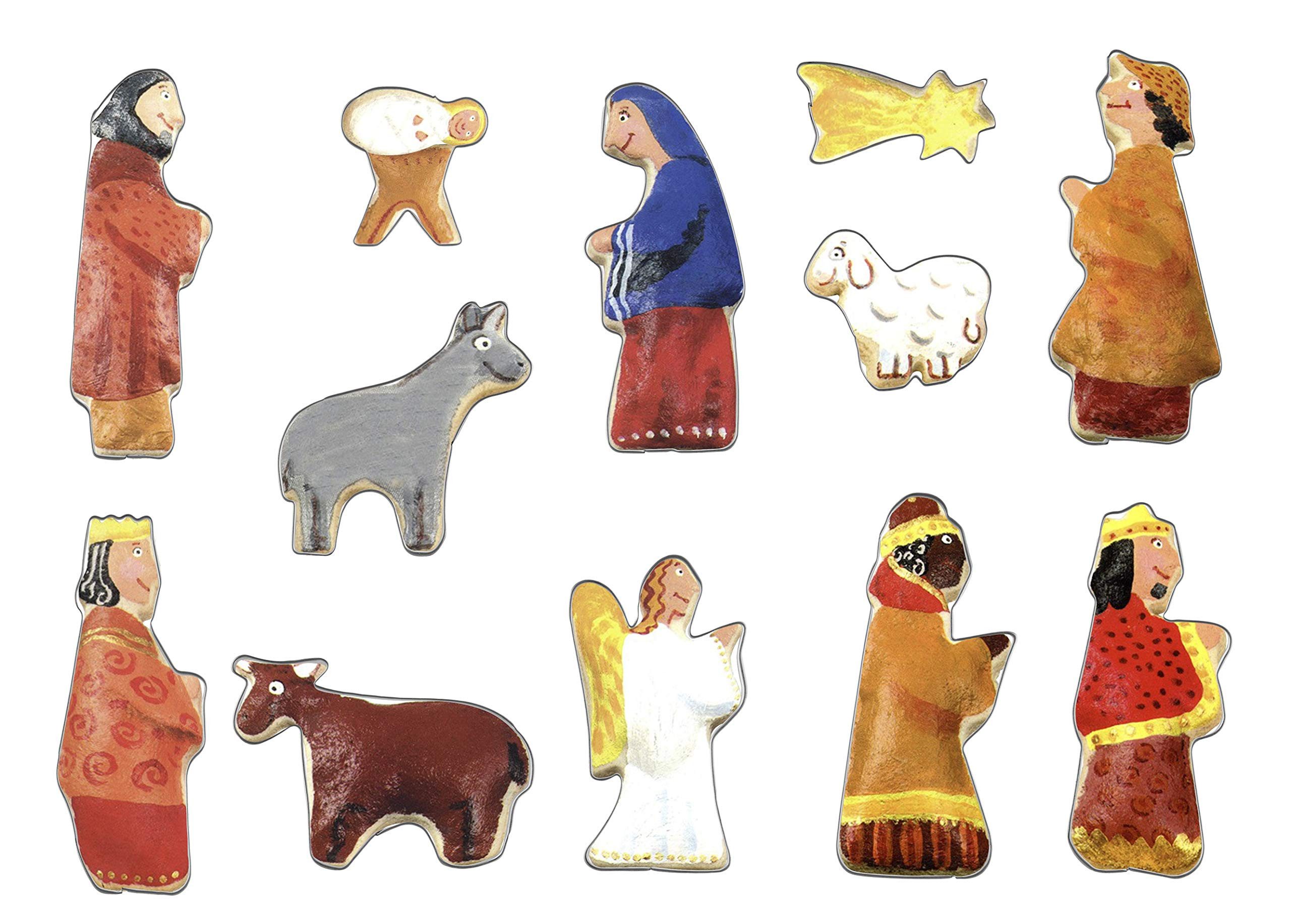 Ausstechform 12er Krippenfiguren Set, Plätzchenausstecher für Weihnachtsdeko