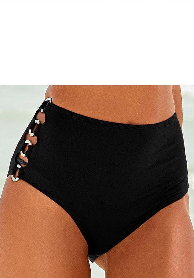 LASCANA Highwaist-Bikini-Hose Italy Goldfarbene Zierringe