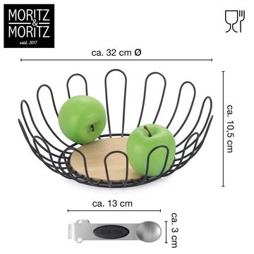 Moritz & Moritz Obstschale Moritz & Moritz Moments Obstkorb Rund Bögen schwarz, Metall, (32cm, 2-tlg), Korb für Geschenke, Früchte, Gemüse und Brot