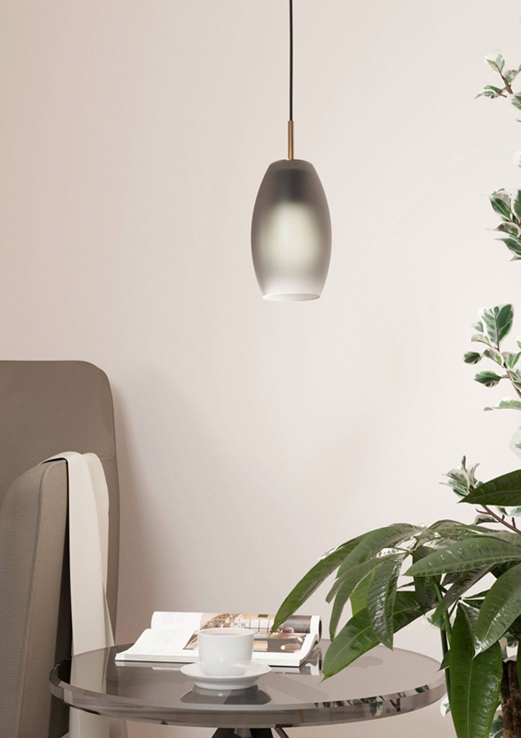 EGLO Pendelleuchte BATISTA, Schwarz, Metall, Messing, günstig online kaufen