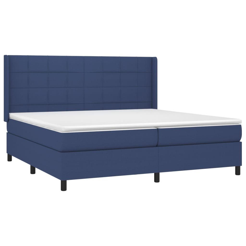 Bett Boxspringbett mit Matratze Blau 200x200 cm Stoff