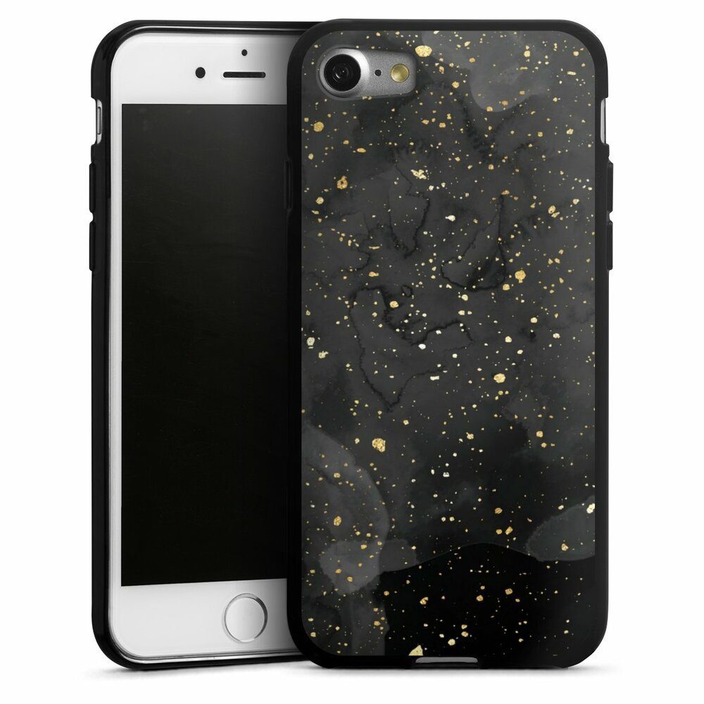 DeinDesign Handyhülle Marmor Glitzer Look Gold & Kupfer Marble Black Gold Look Print, Apple iPhone 7 Silikon Hülle Bumper Case Handy Schutzhülle