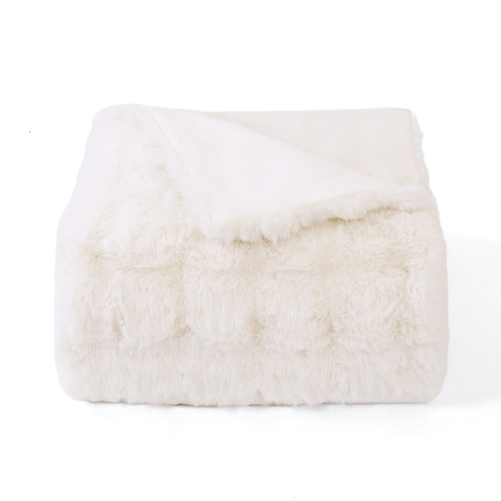 Wohndecke Kunstfelldecke Weiche Kuscheldecke Felloptik 150x200cm Kunstfell Decke, Elegear, Kuscheldecke Fell Bubble Decke Kaninchenfell Decke für Couch Bett Sofa