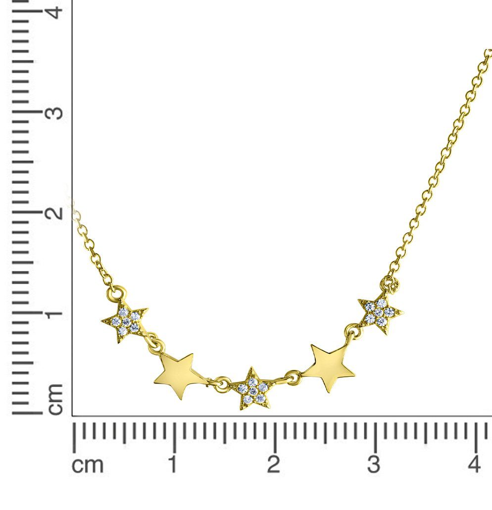 CELESTA Collierkettchen 925 Silber vergoldet Sterne Zirkonia