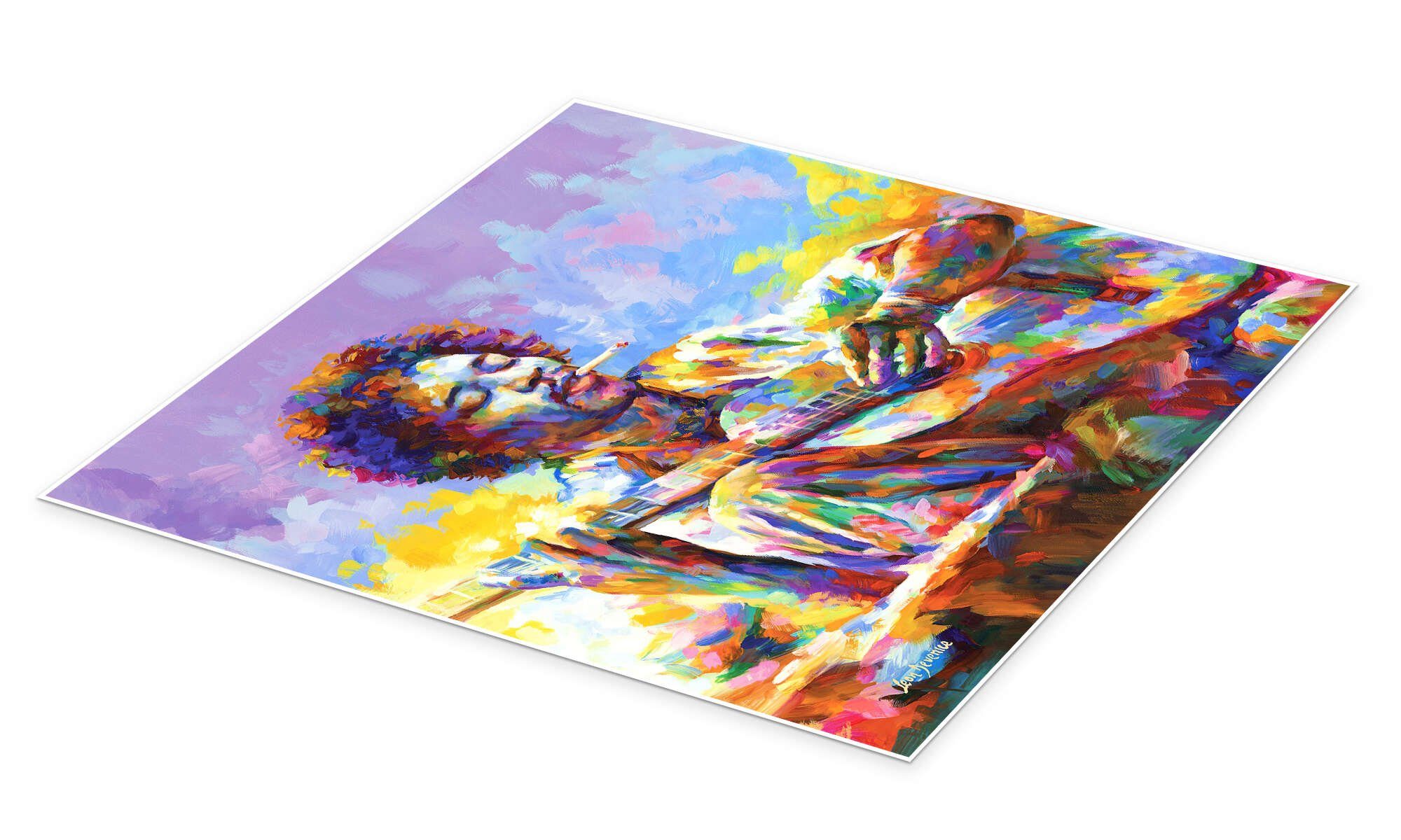 Posterlounge Wandbild Jimi Hendrix an der Guitarre, Leon Devenice, erhältlich als Poster, Leinwandbild, Wandsticker oder Acrylglasbild