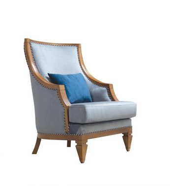 JVmoebel Wohnzimmer-Set Moderne Blaue Chesterfield Sofagarnitur Dreisitzer Sessel, (2-St., Nur Sofa 3+1 Sitzer), Made in Europa