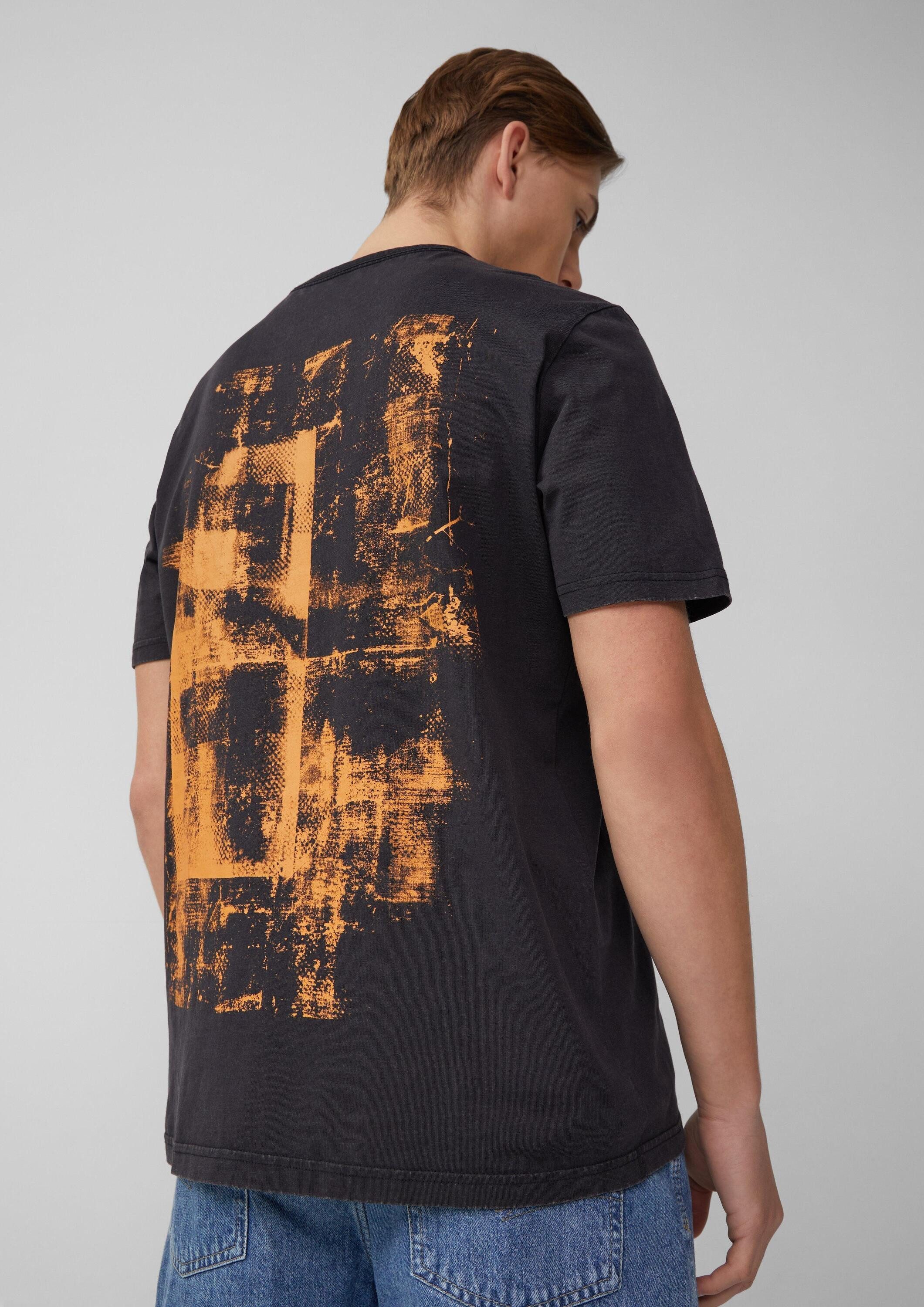 QS Kurzarmshirt T-Shirt Gewaschenes T-Shirt mit Front- und Rückenprint