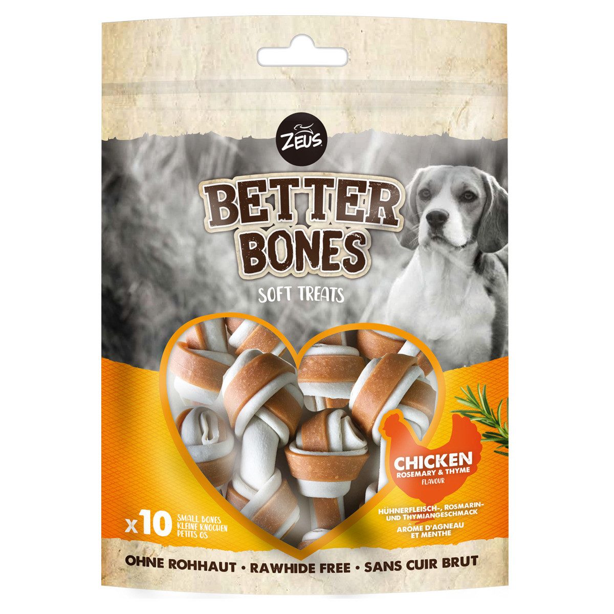 Zeus BetterBones Small Bones mit Hühnerfleisch, Rosmarin & Thymian - 10 St, für: Hund