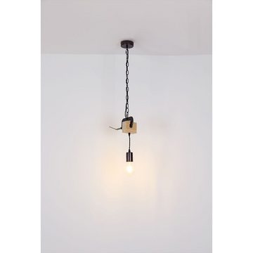 etc-shop Pendelleuchte, Leuchtmittel nicht inklusive, Holzleuchte Pendellampe Vintage Hängeleuchte Retrolampe