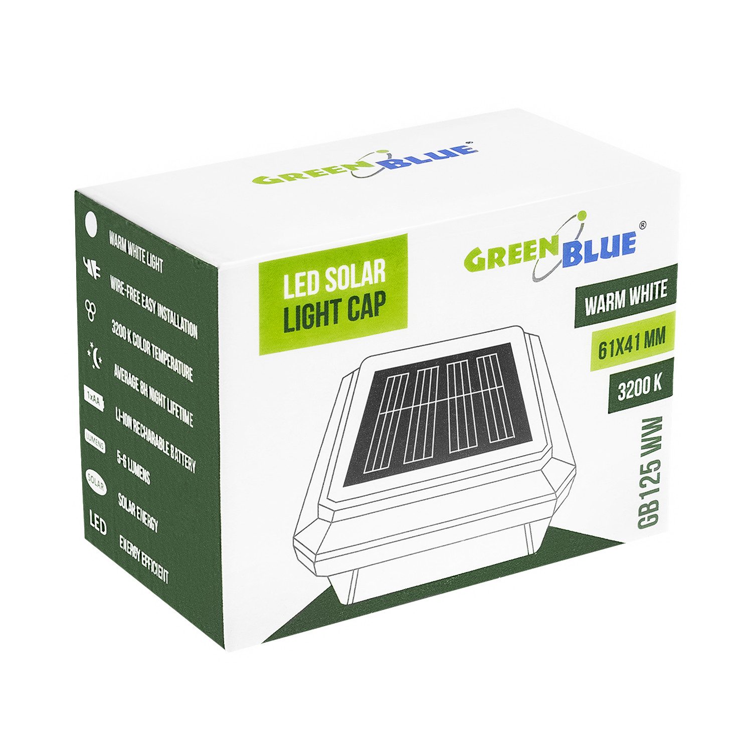 GreenBlue LED Solarleuchte GB125/GB127/GB128 Aufsatz Solarlampe für Pfosten, LED fest integriert, Warmweiß, Lichtquelle im Garten Wegbeleuchtung – Bild 5 von 5