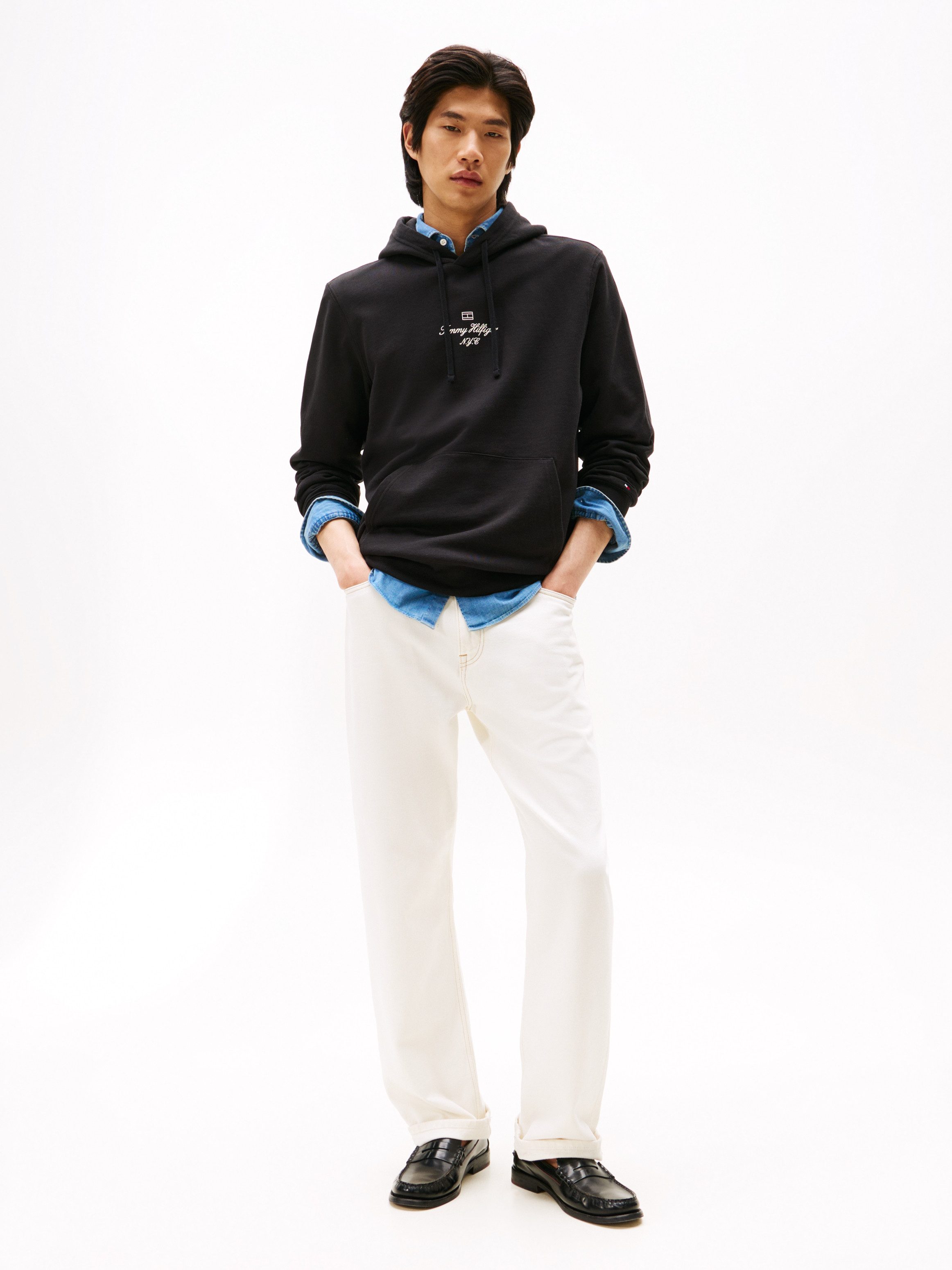 Tommy Hilfiger Hoodie OUTLINE FLAG SCRIPT HOODIE mit kontrastfarbener Stick günstig online kaufen