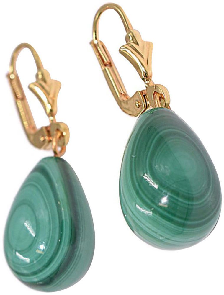 Firetti Paar Ohrhänger Schmuck Geschenk Silber 925 Ohrschmuck Ohrringe Tropfen Edelsteine, Made in Germany - mit Malachit