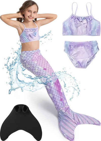 Corimori Monoflosse Meerjungfrauen-Flosse Mermaiding für Mädchen, Merjungfrauen Schwimmflosse mit Bikini Set