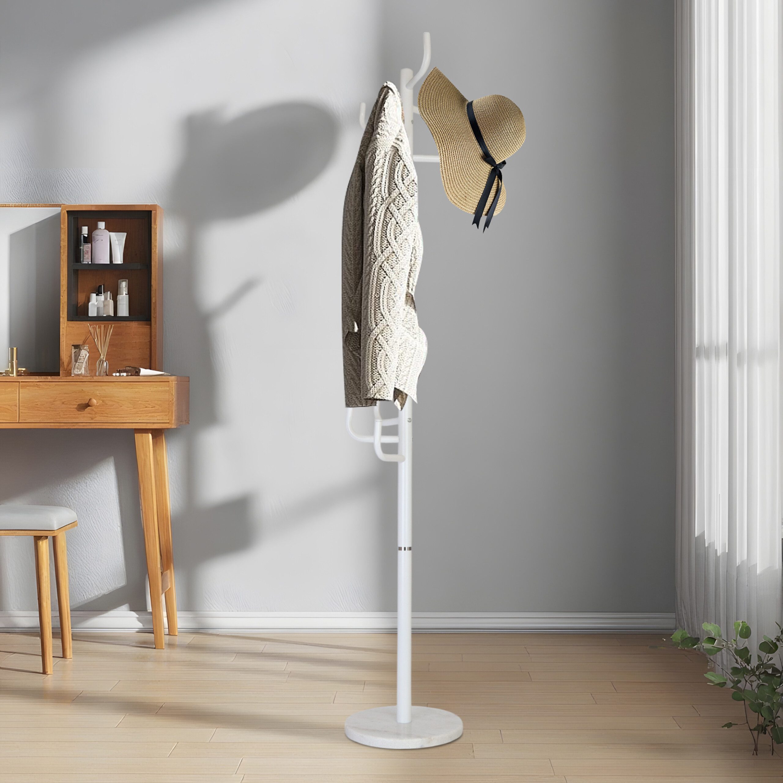 relaxdays Garderobenständer mit Marmorfuß, weiß günstig online kaufen