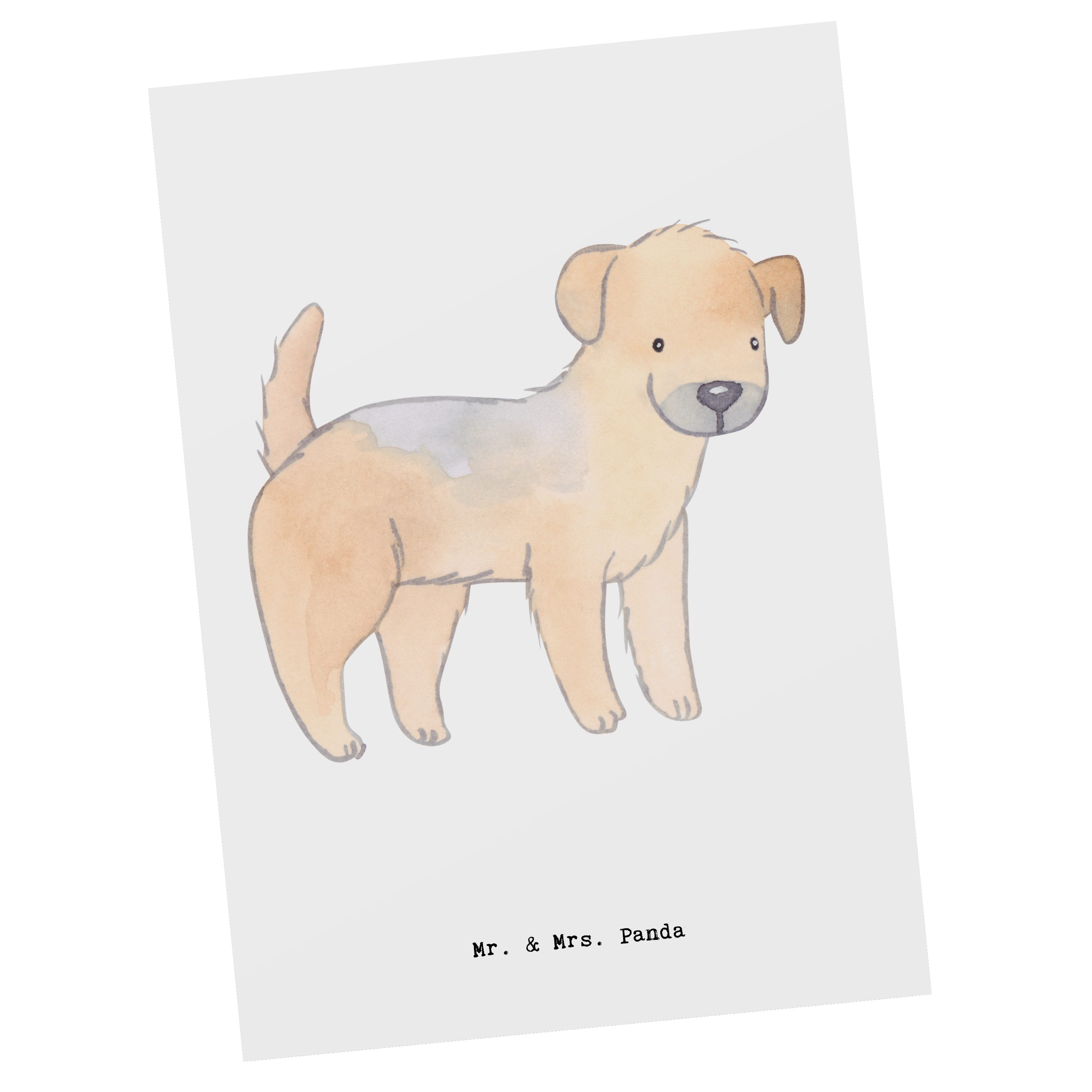 Weiß K Border Geschenk, - Tierfreund, Hundebesitzer, Panda & Moment Mrs. Postkarte - Terrier Mr.