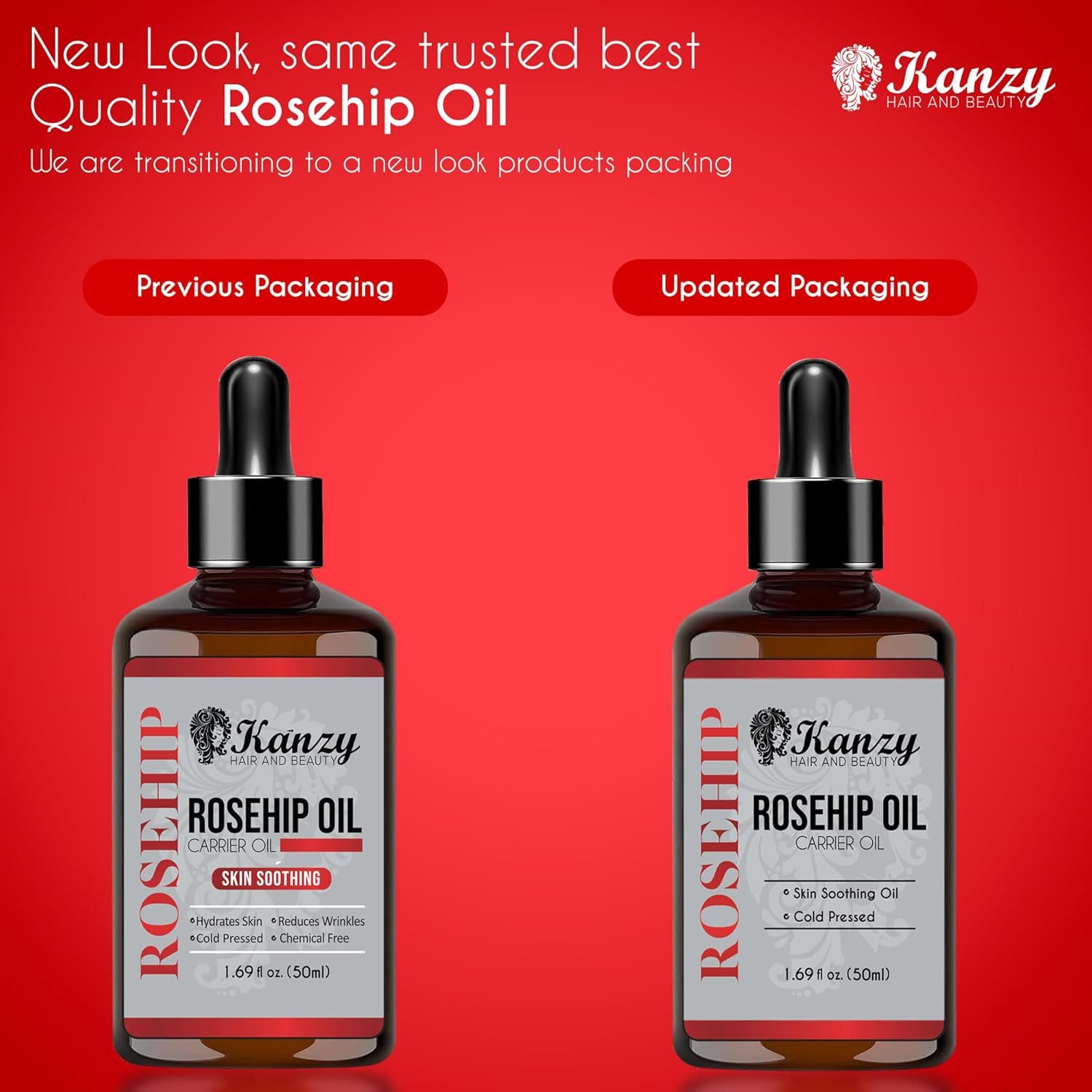 KANZY Körperöl Hagebuttenöl Kaltgepresst 100% Rein Vielseitig einsetzbar für Gesicht, Körper, Haare und Nägel, ohne Zusatzstoffe. Vegan und nicht raffiniert.