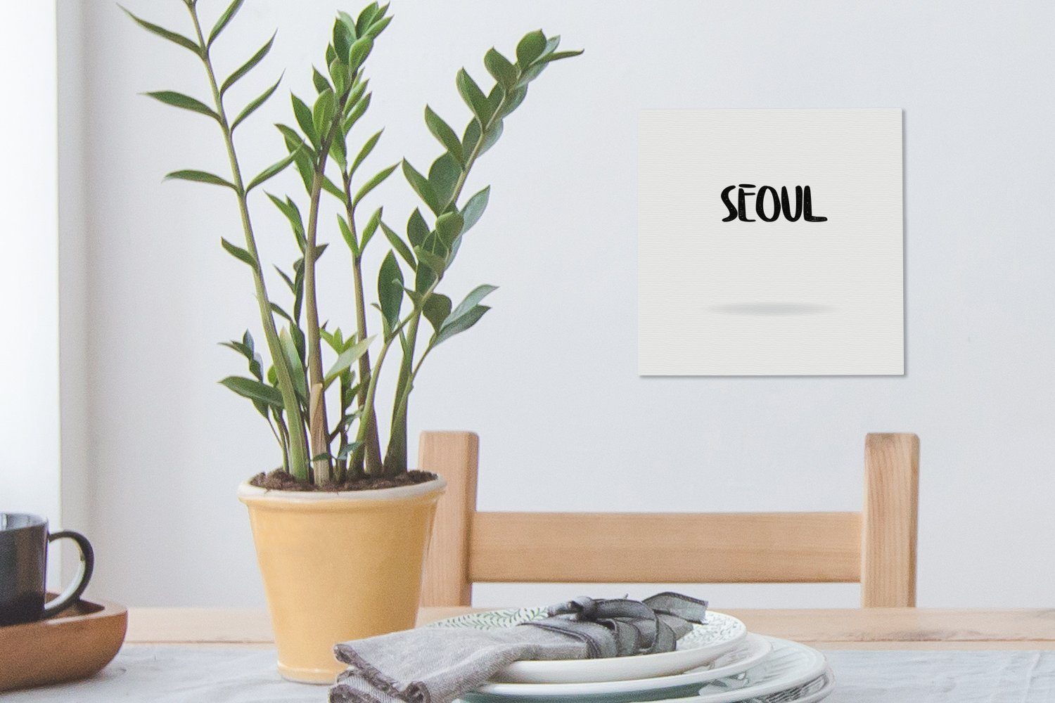 OneMillionCanvasses® Leinwandbild für Seoul Schwarz-weiße (1 Schlafzimmer in Bilder St), von Illustration Leinwand Wohnzimmer Buchstaben