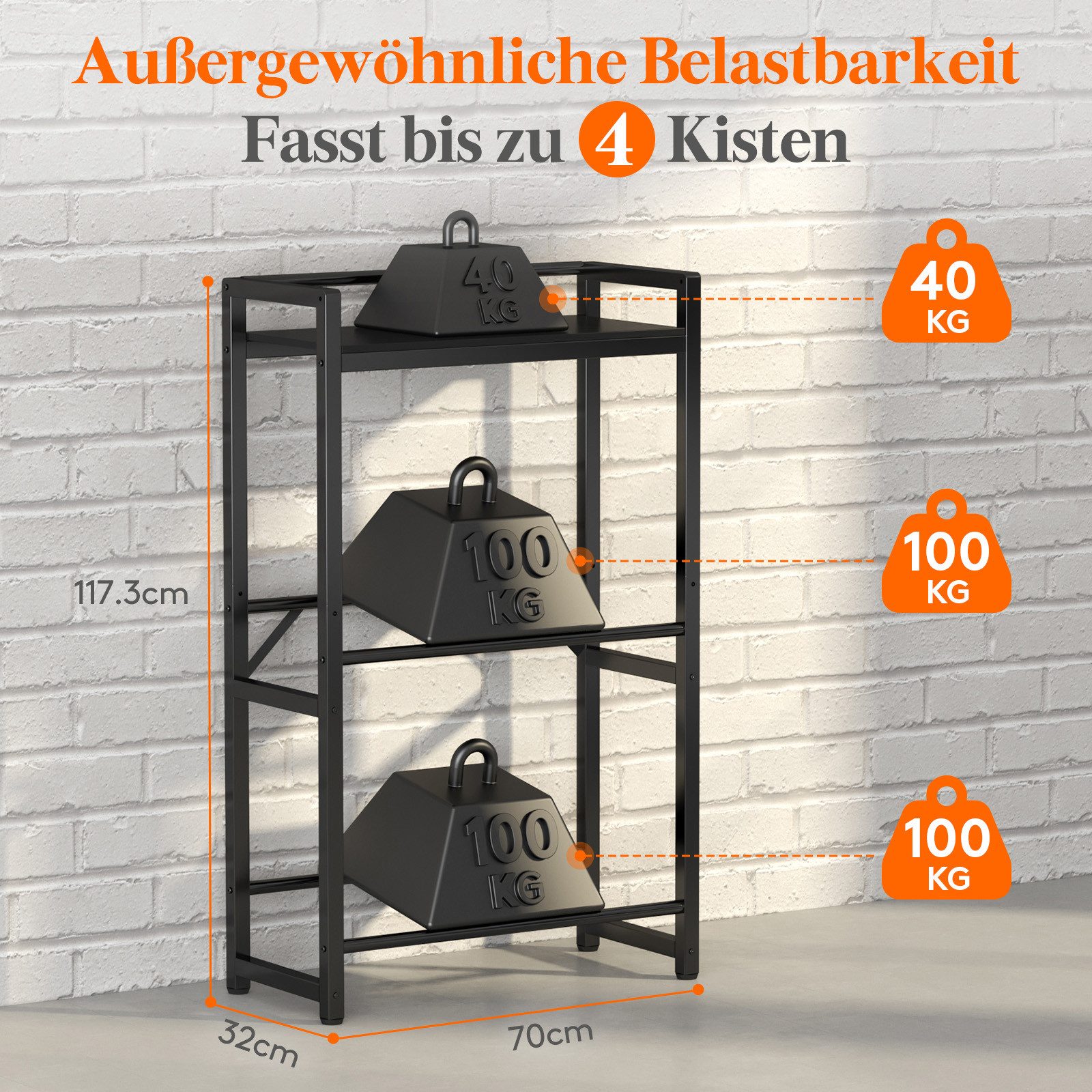 Lifewit Standregal Getränkekistenregal mit Ablage, Standregal Metall trag, Getränkeregal – Bild 2 von 5