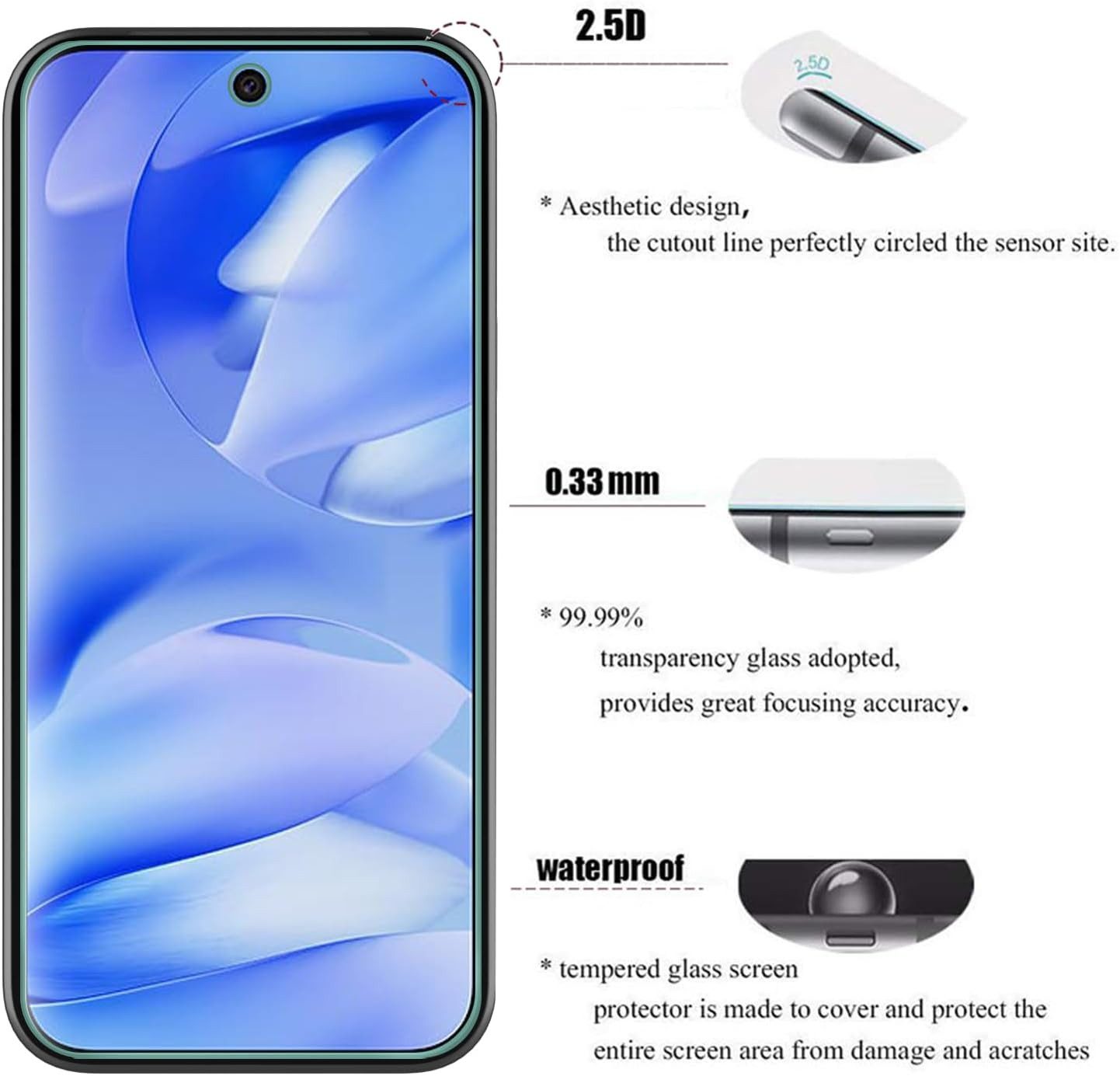 MSM Handyhülle Hülle + 2X Schutzglas für Google Pixel 9A Panzerfolie Full Screen Case – Bild 4 von 5