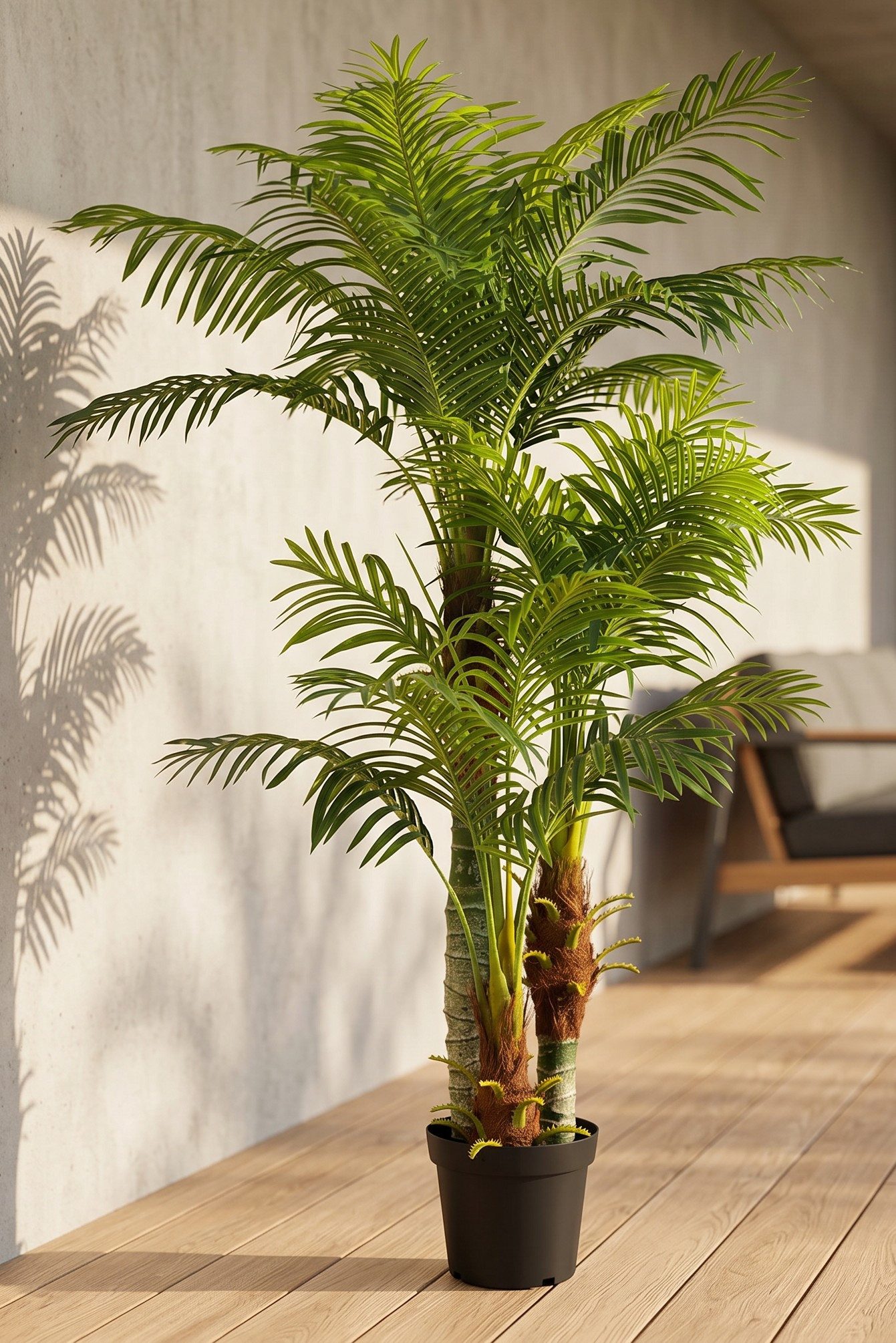 Kunstpalme Palme KP103 mit 3 Stämmen große Kunstpflanze Palme 180cm Hoch, Arnusa, Höhe 180 cm, künstliche Pflanze groß fertig im Topf – Bild 5 von 5