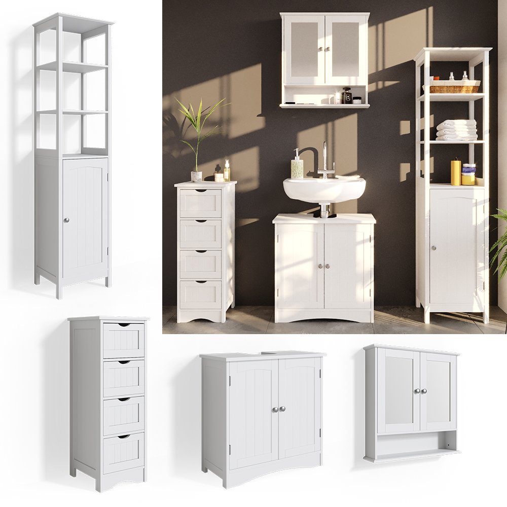 Vicco Badmöbel-Set Bianco, Weiß, 4 Teile, günstig online kaufen