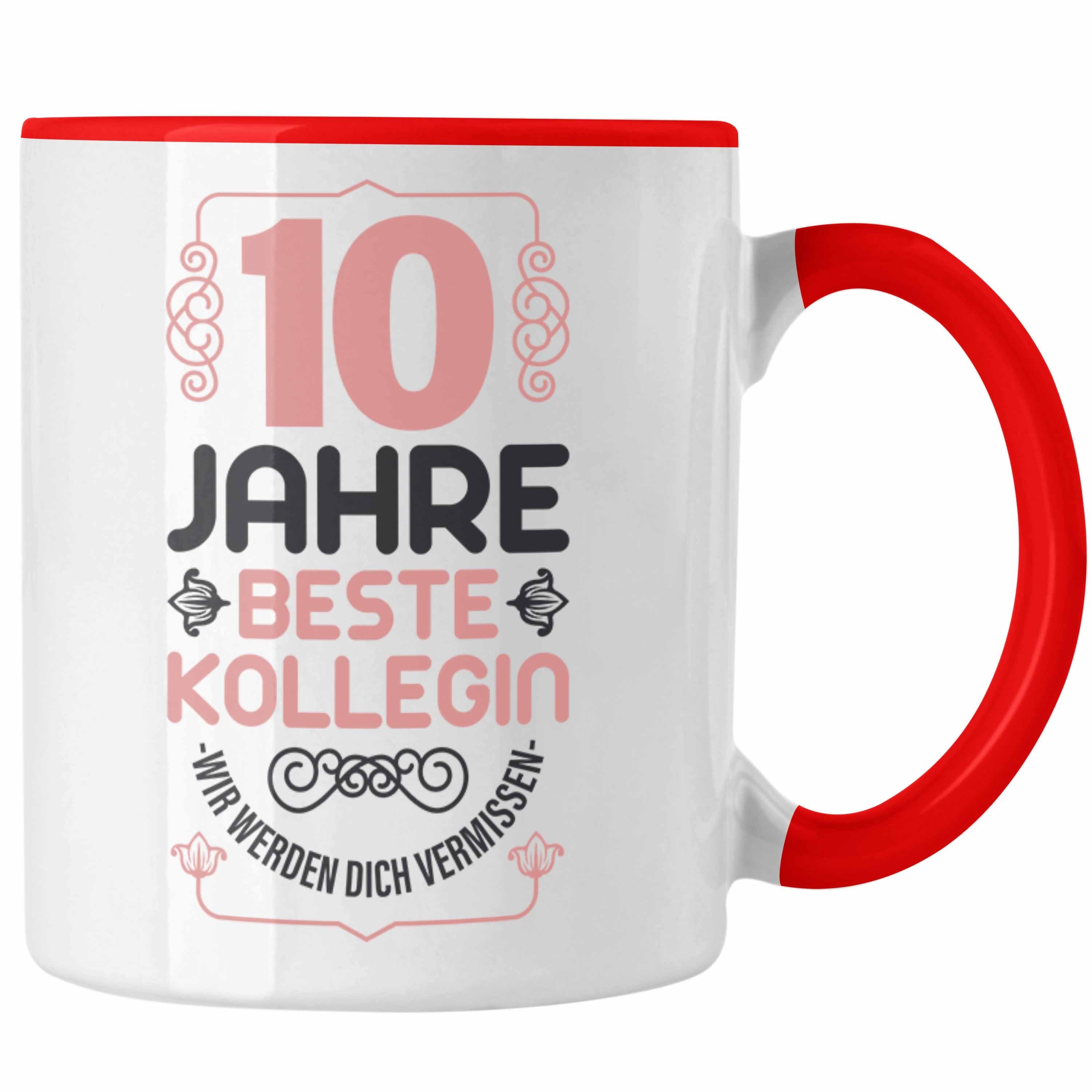 Trendation Tasse Trendation - 10 Kollegin Jubiläum Geschenk Rot Jahre Idee