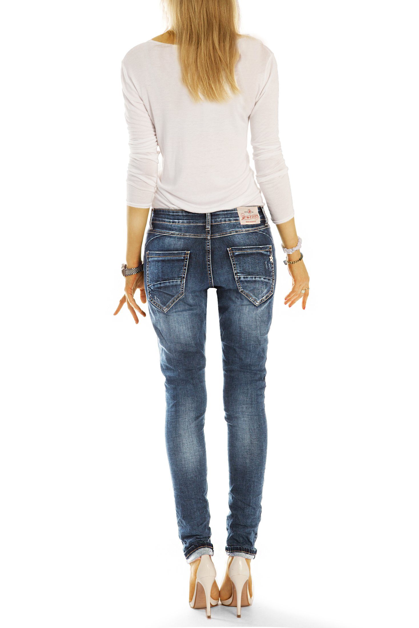 relaxed be Damenjeans, Boyfriend-Jeans bequeme fit styled j19i-1 stretchiger destroyed