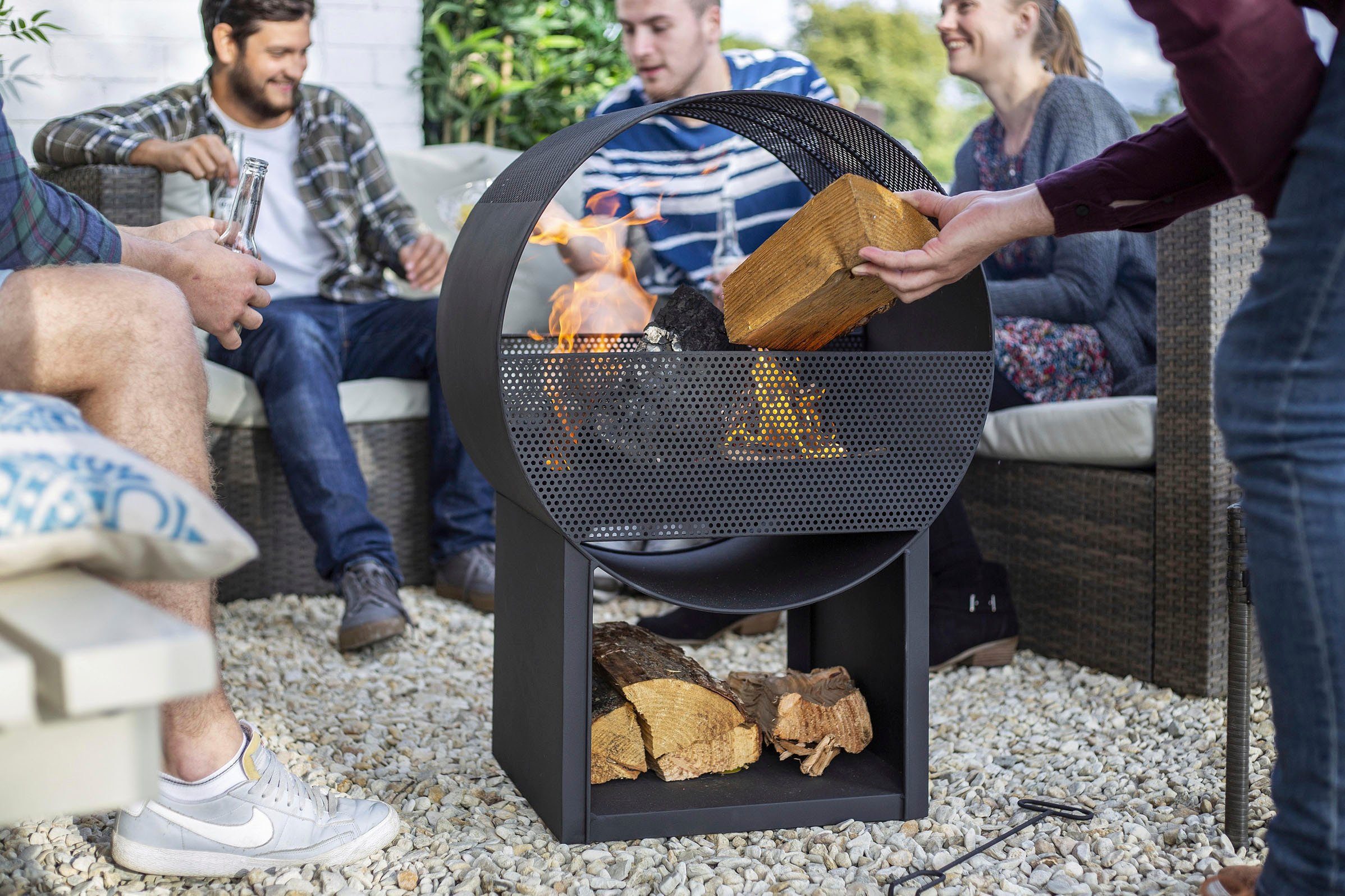 Buschbeck Feuerstelle Porthole, Feuerkorb, Feuerschale schwarz, günstig online kaufen