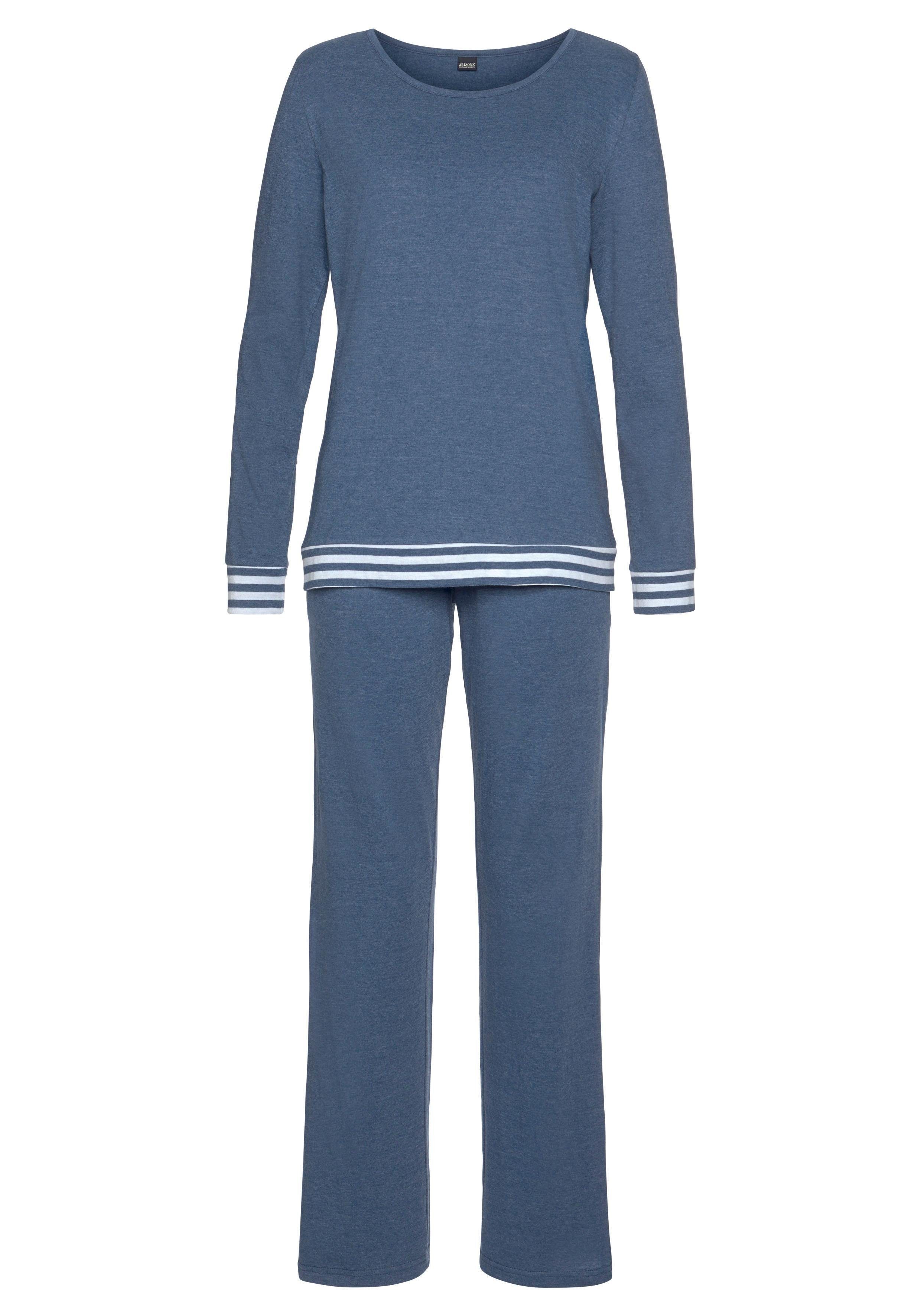 Arizona Pyjama (2 tlg., 2-teilig) mit gestreiften Bündchen günstig online kaufen