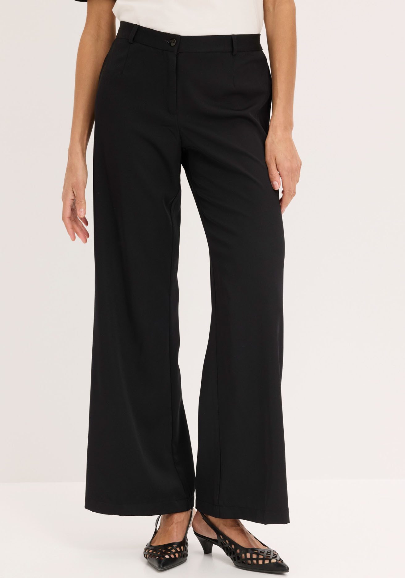 bonprix Marlene-Hose mit weitem Bein, Bügelfalte und bequemem Bund